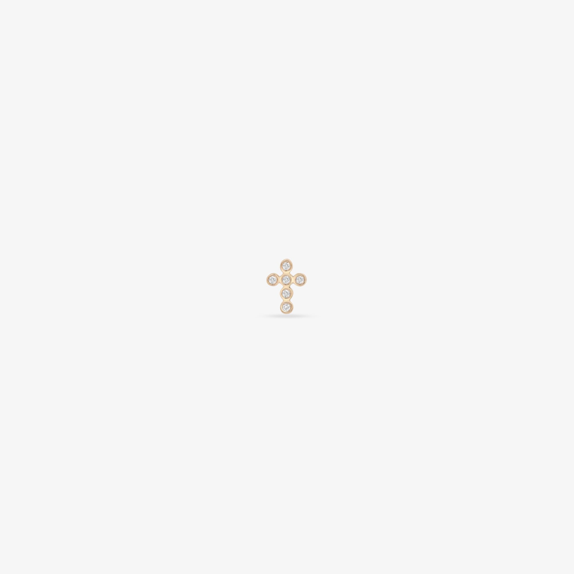 tiny bezel diamond cross studs in rose gold single