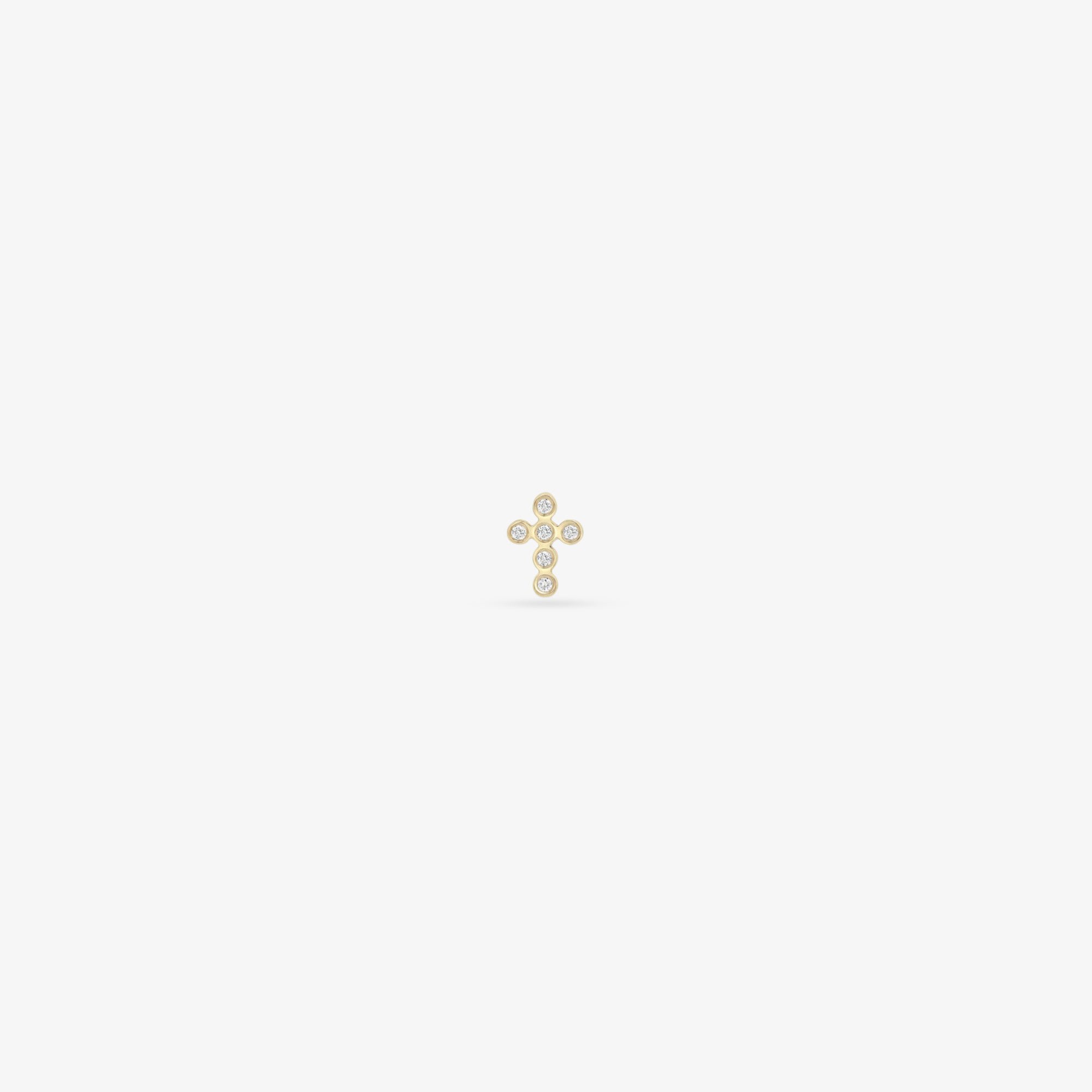 tiny bezel diamond cross studs in yg single