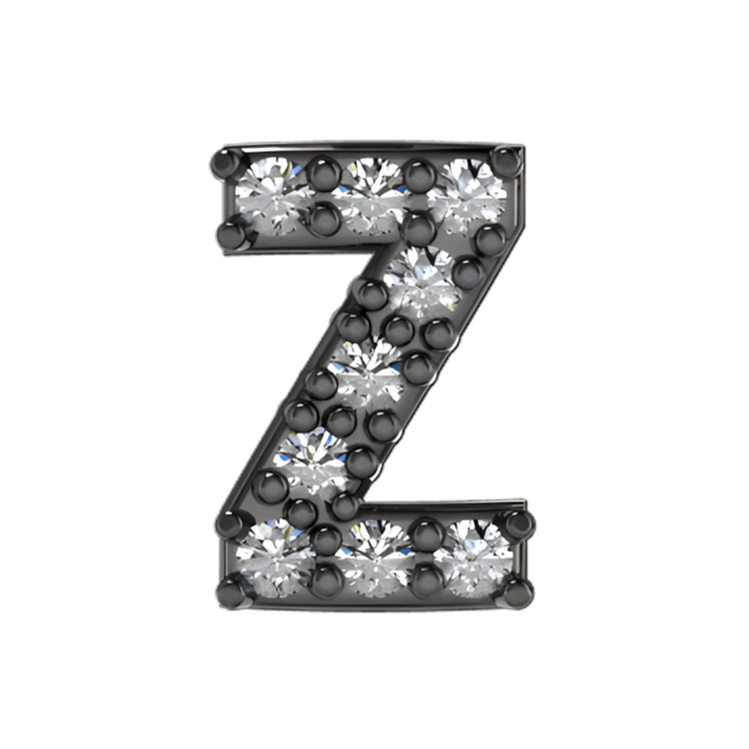 Slider Pave Letter Z Charm 18K Black Rhodium with White Diamond