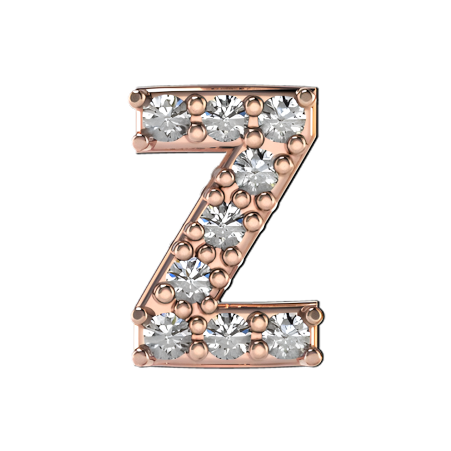 Slider Pave Letter Z Charm 18K Rose Gold with White Diamond