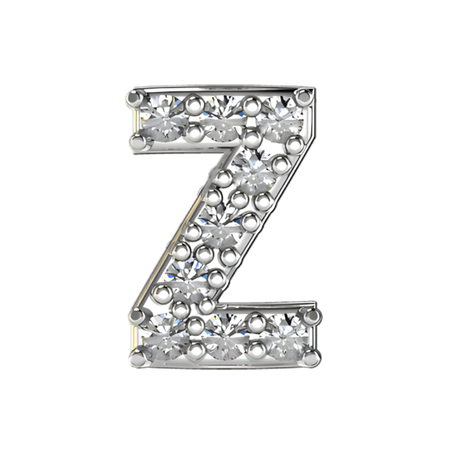 Slider Pave Letter Z Charm 18K White Gold with White Diamond