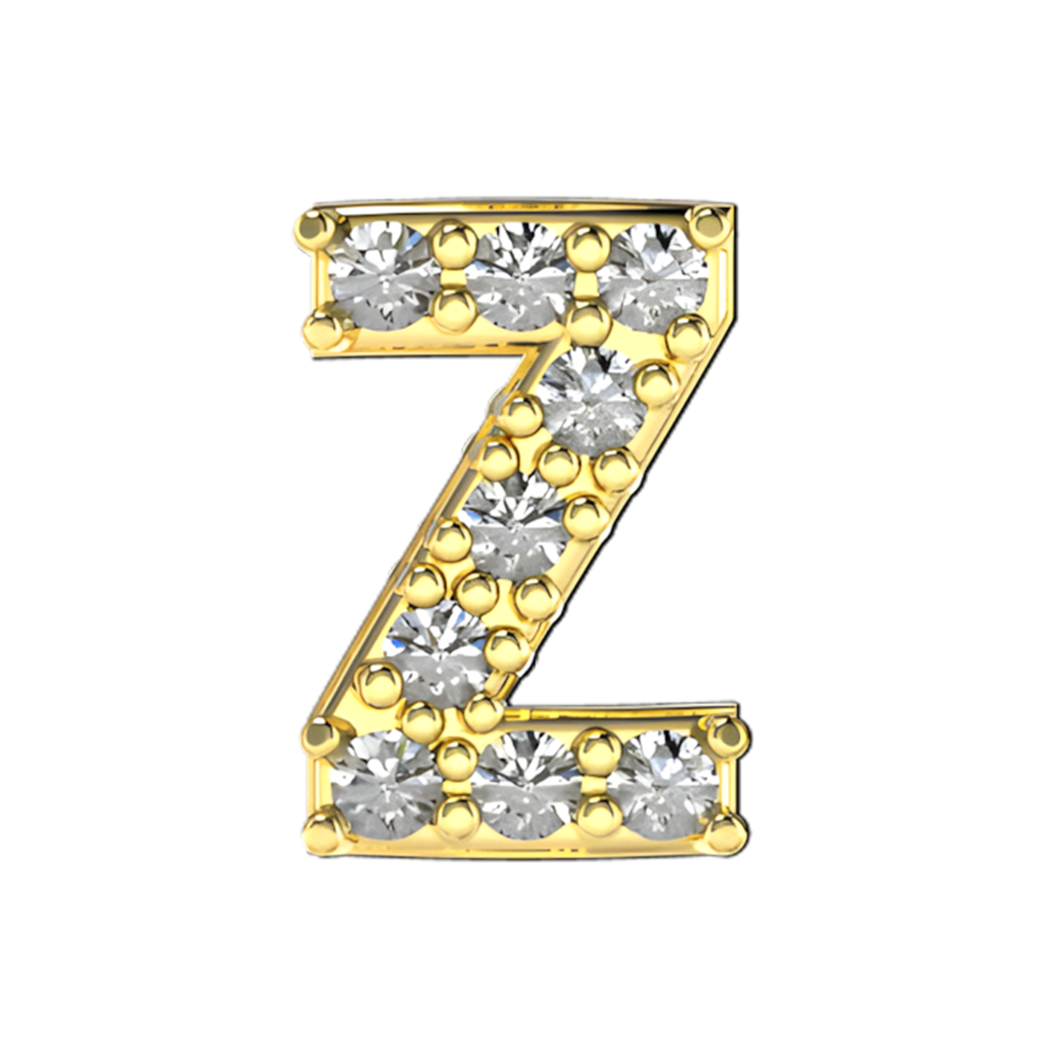Slider Pave Letter Z Charm 18K Yellow Gold with White Diamond