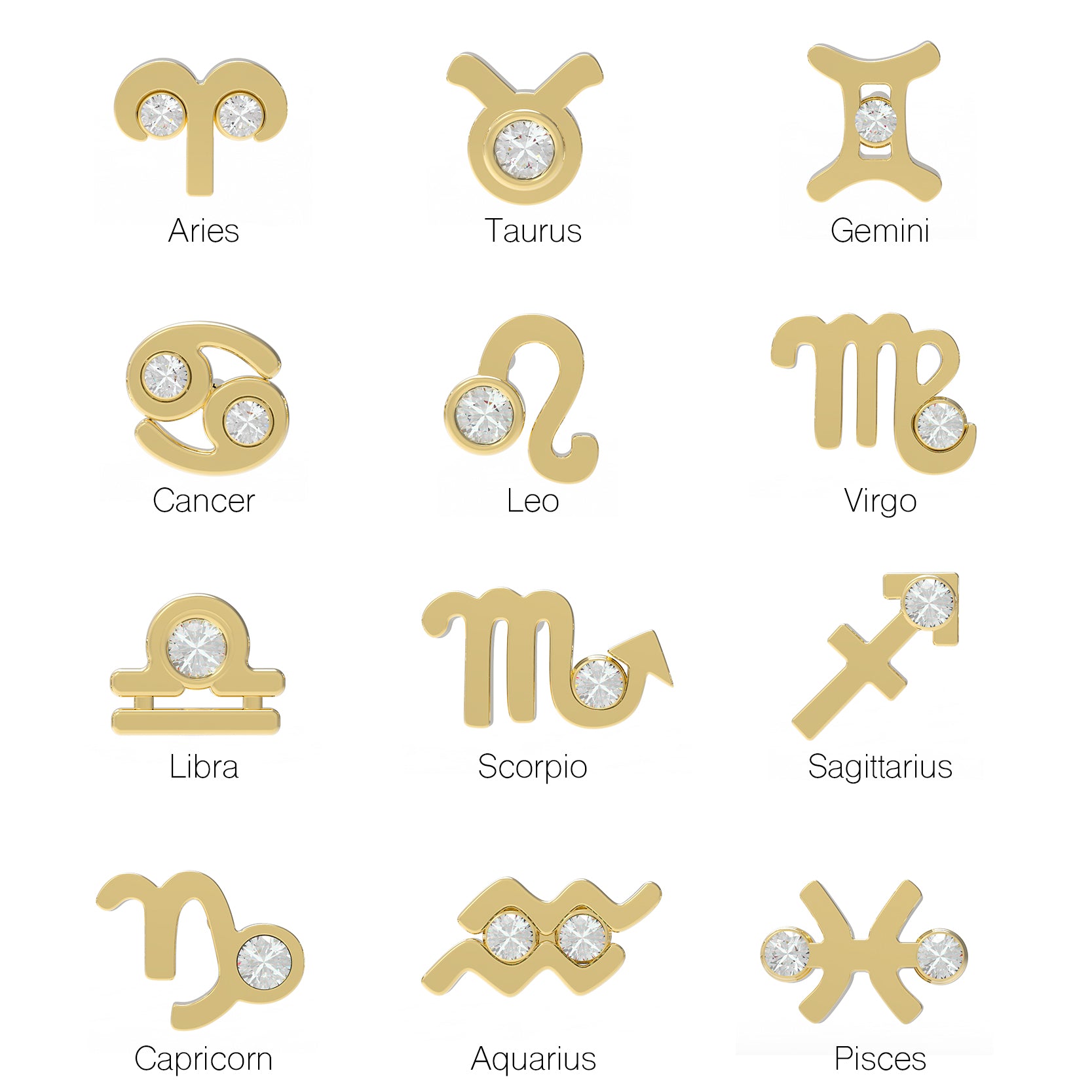 Sterling Silver Small Token Zodiac Stud Earring