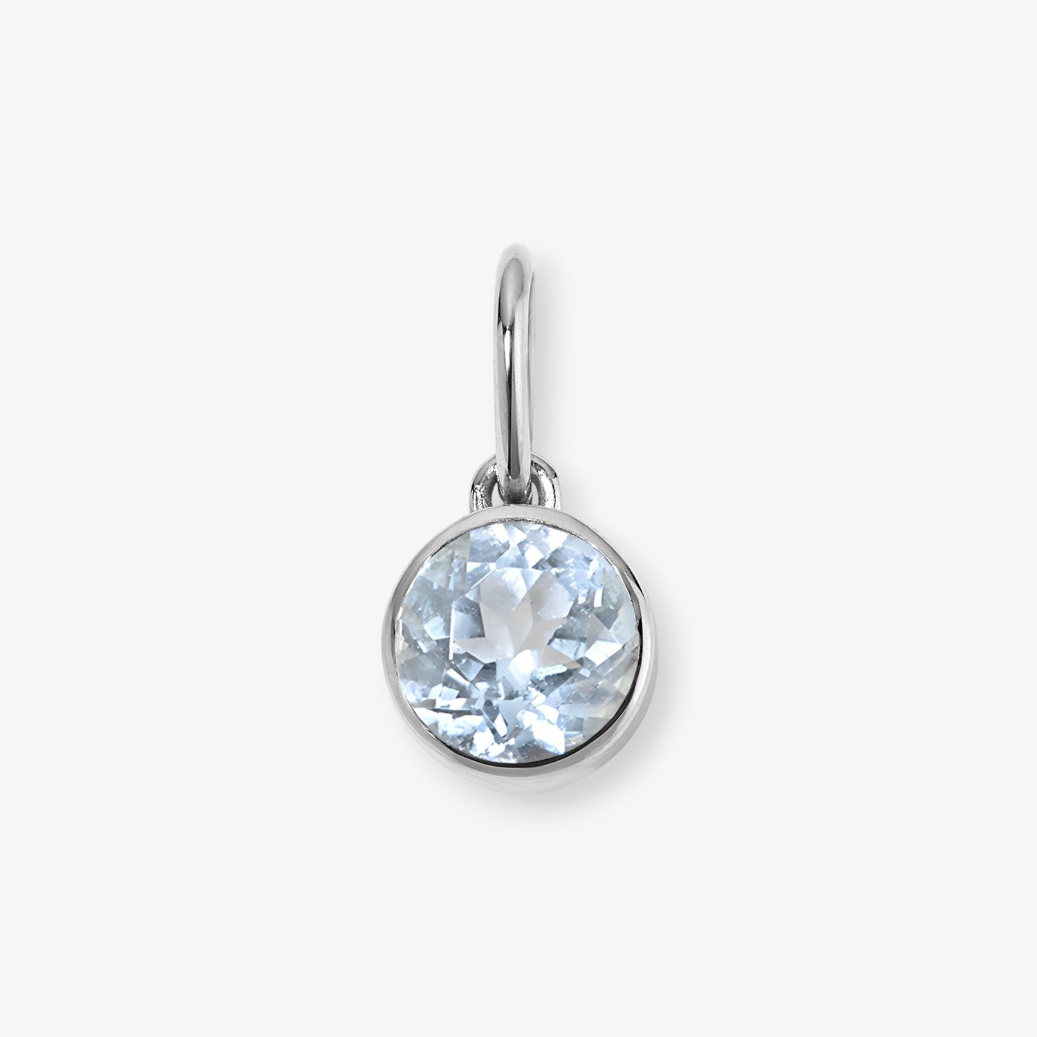 Margot Aquamarine Birthstone Bezel Charm 14K White Gold Small