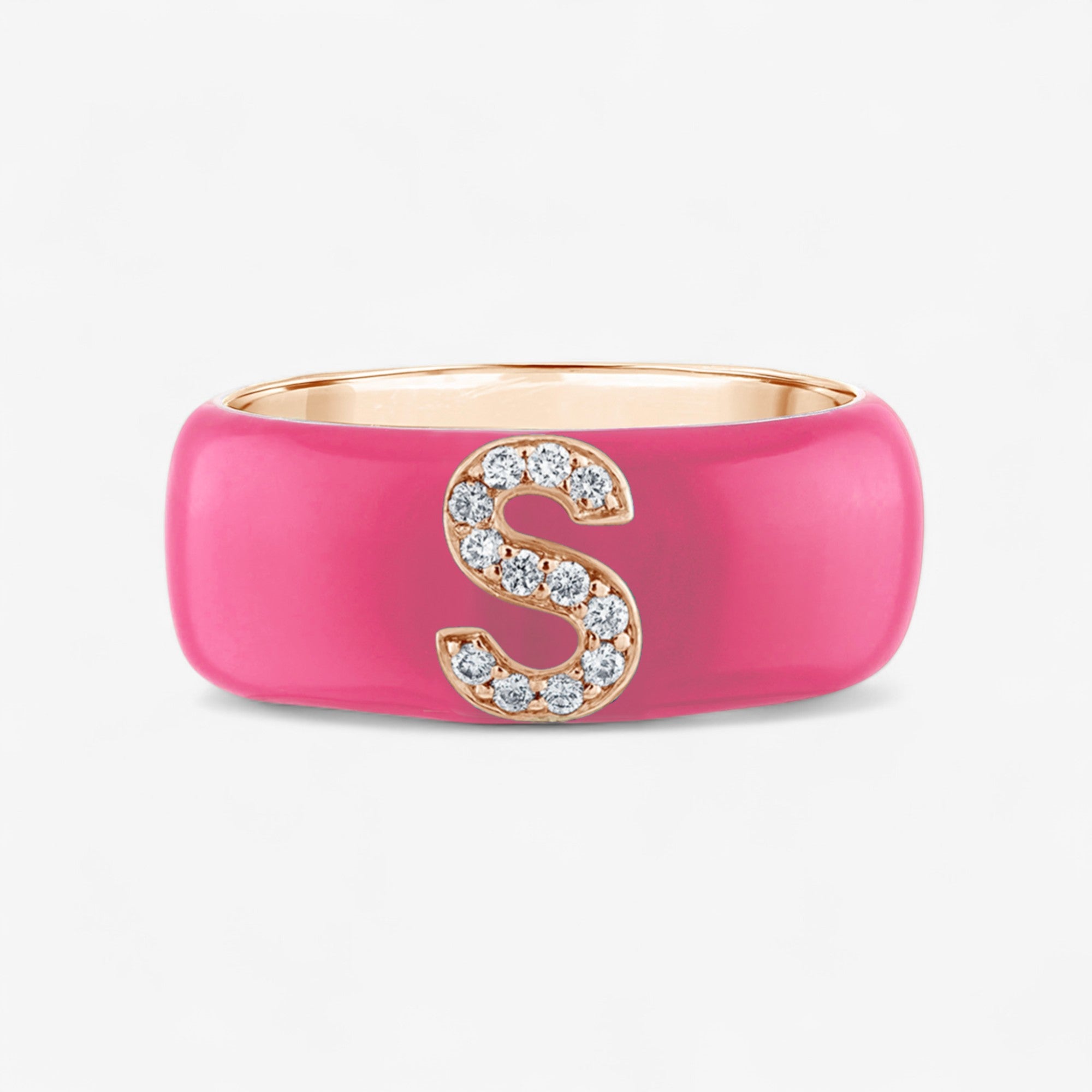 Poppy Enamel and Diamond Initial Cigar Band