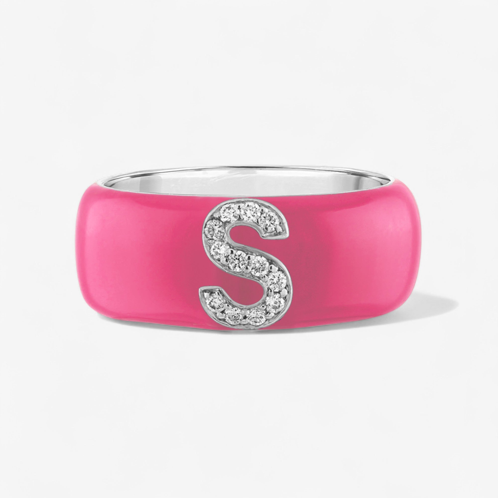 Poppy Enamel and Diamond Initial Cigar Band