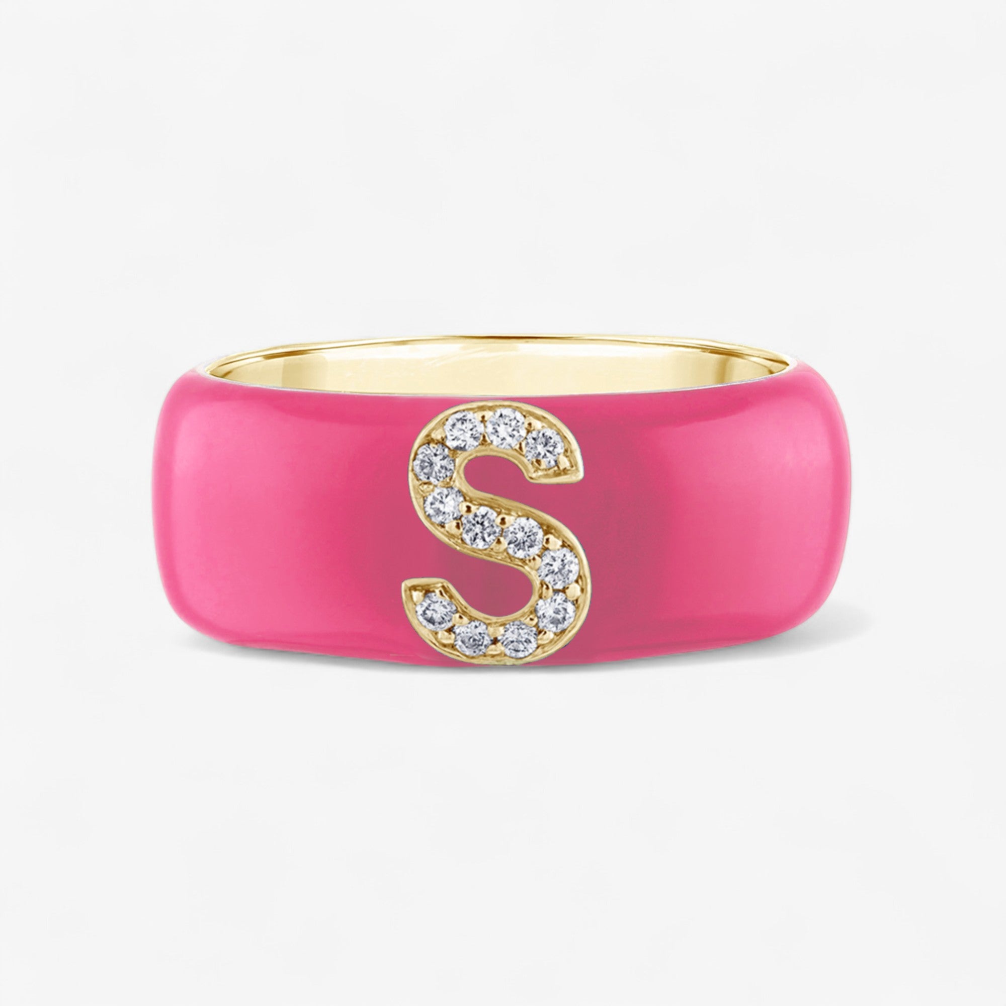 Poppy Enamel and Diamond Initial Cigar Band