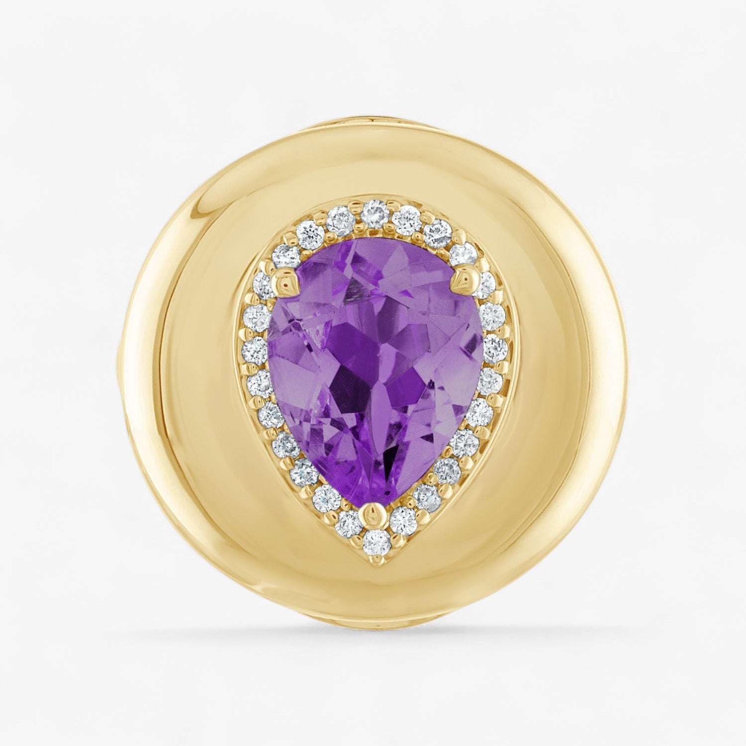 Candy Button Pear Ring 14K Yellow Gold Amethyst Pear