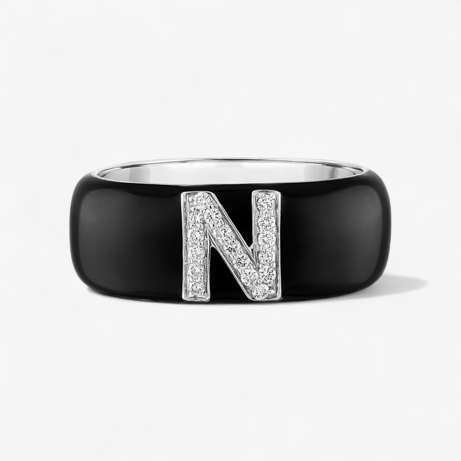 Poppy Enamel and Diamond Initial Cigar Band