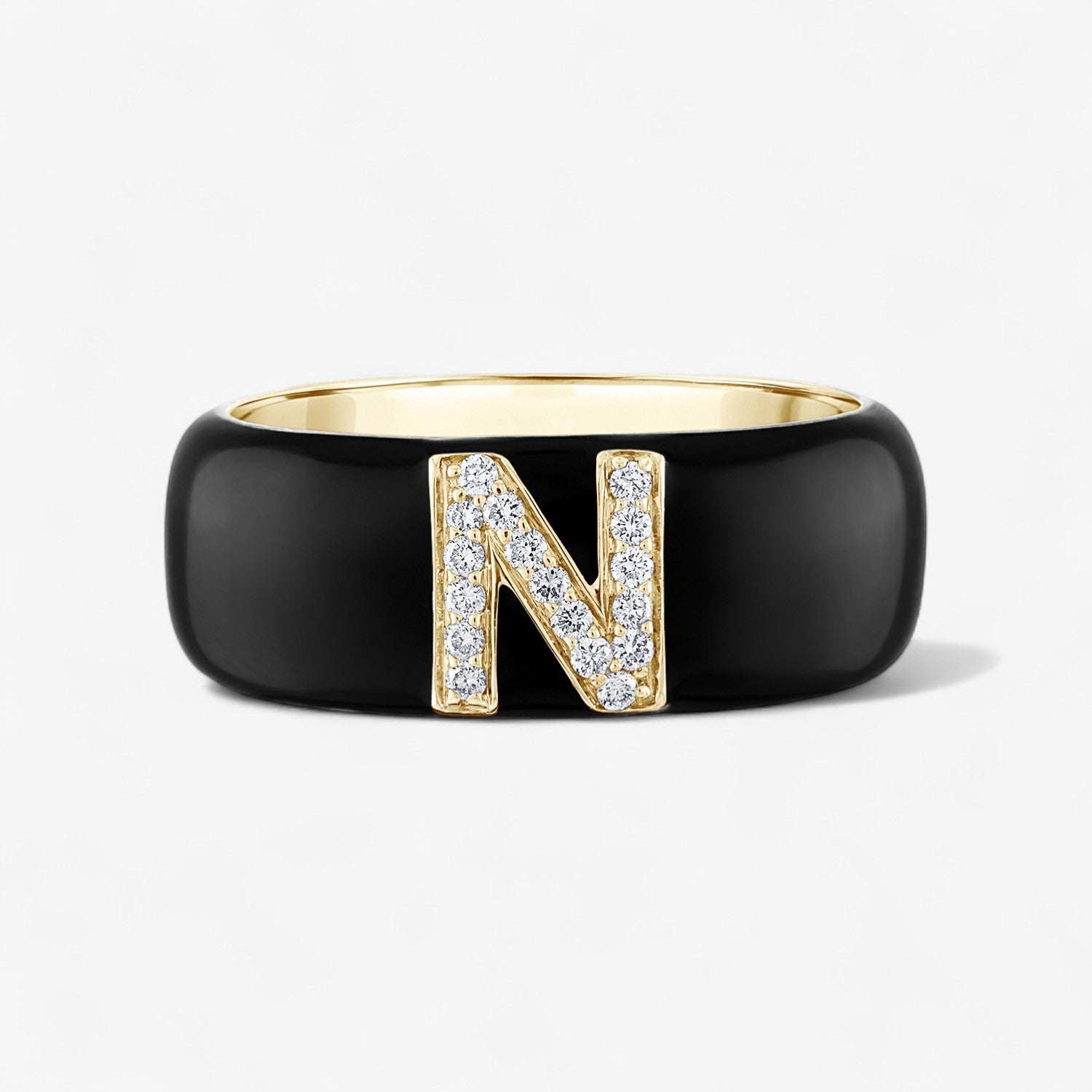 Poppy Enamel and Diamond Initial Cigar Band