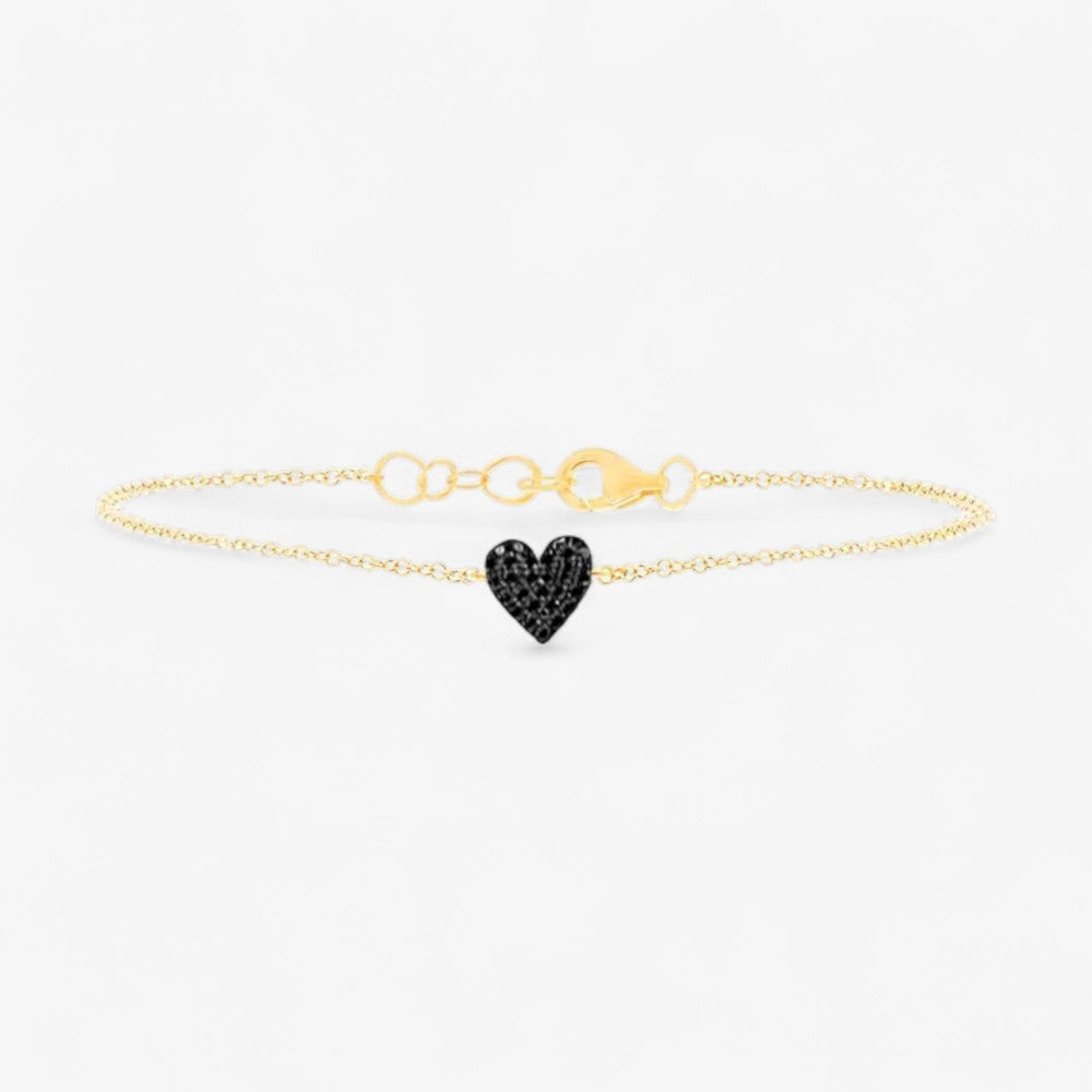 Black Diamond Mini Pave Heart Bracelet