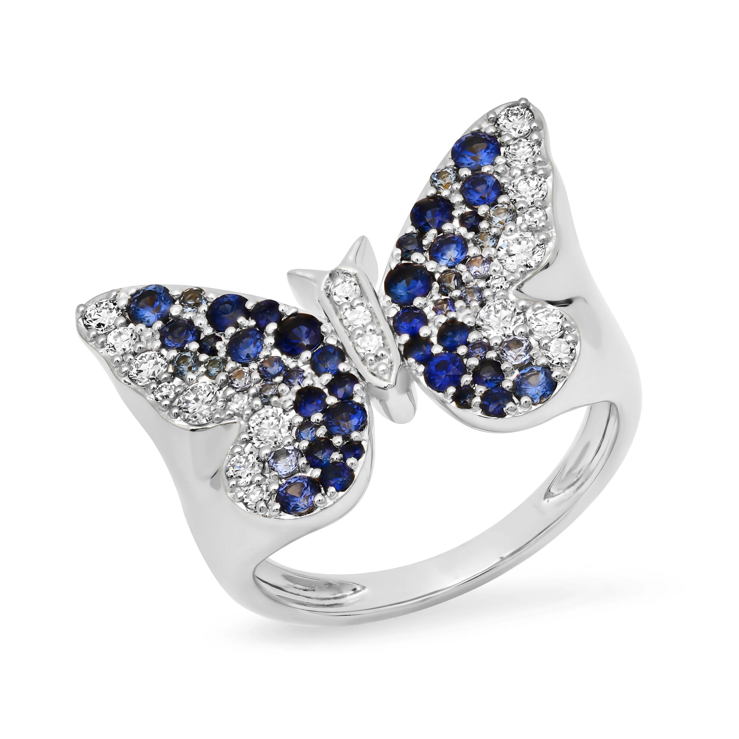 Blue and Diamond Ombre Butterfly Signet Ring