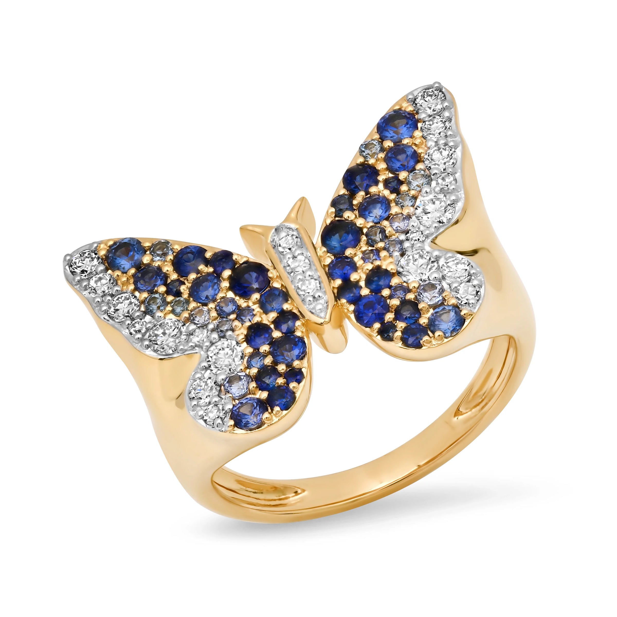 Blue and Diamond Ombre Butterfly Signet Ring