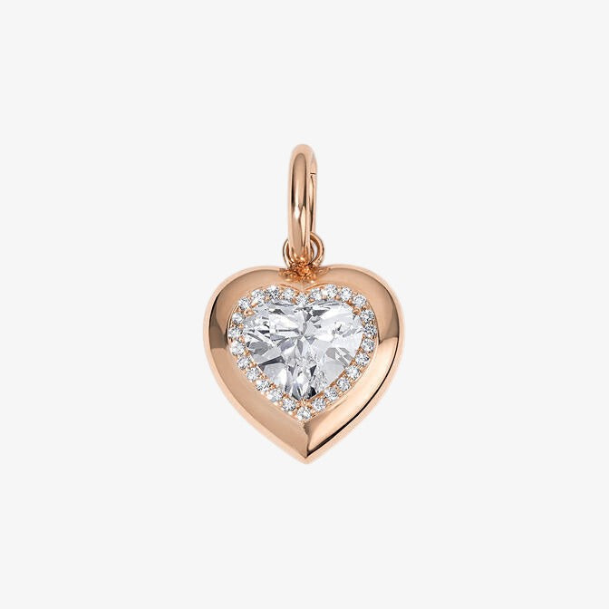 White Topaz Heart Button Charm