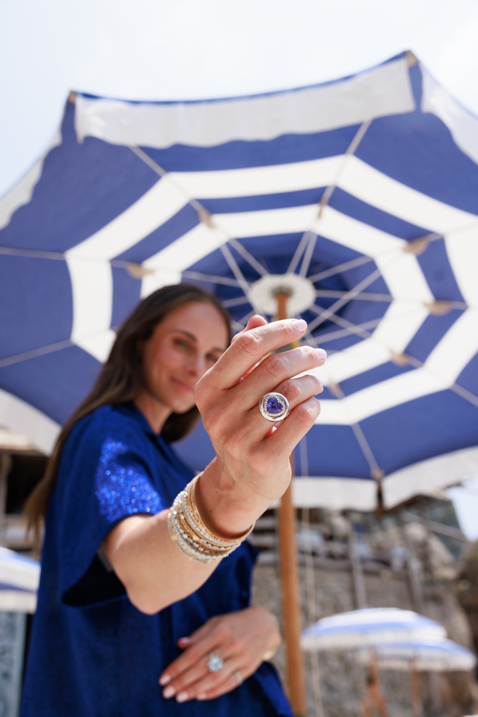 Tanzanite Candy Button Ring