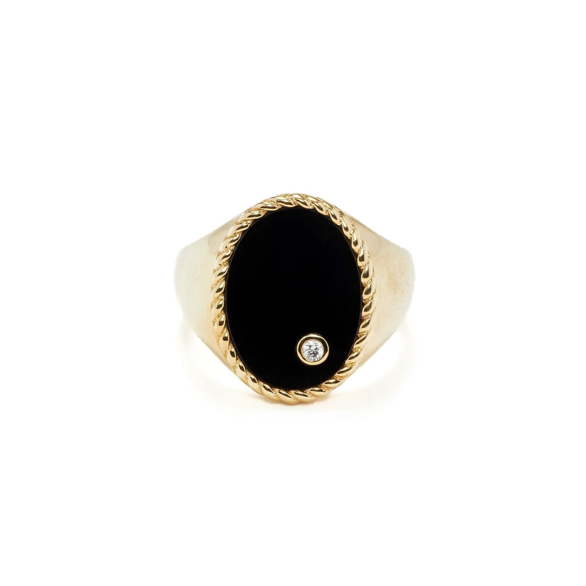 Gold Oval Gemstone Signet Ring