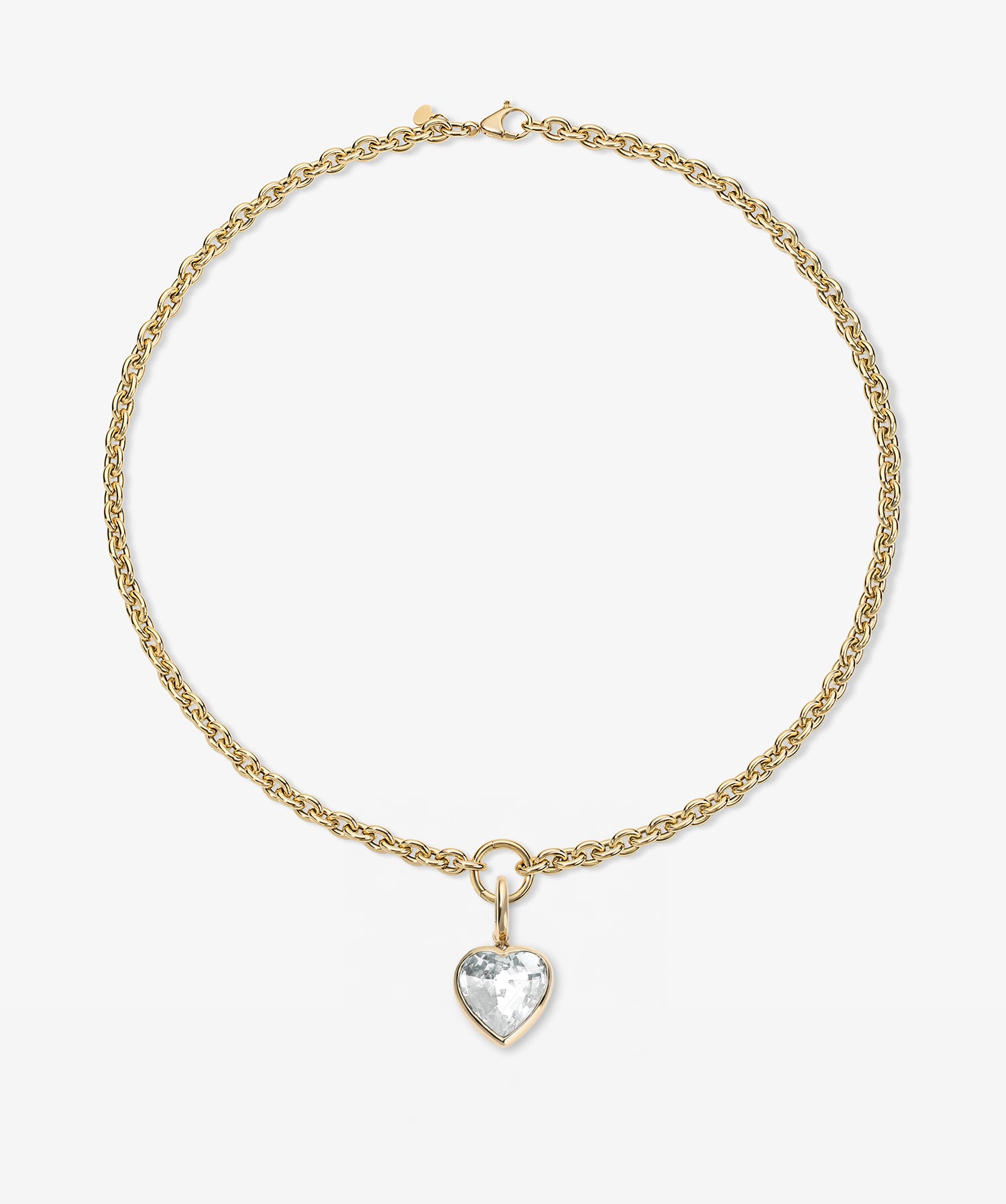 White Topaz Heart Charm
