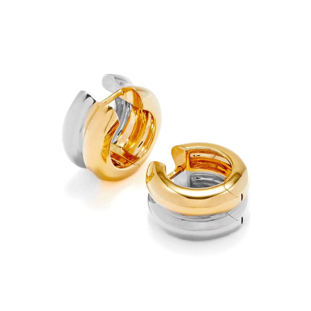 Two Tone Gold Two Row Huggie Earrings