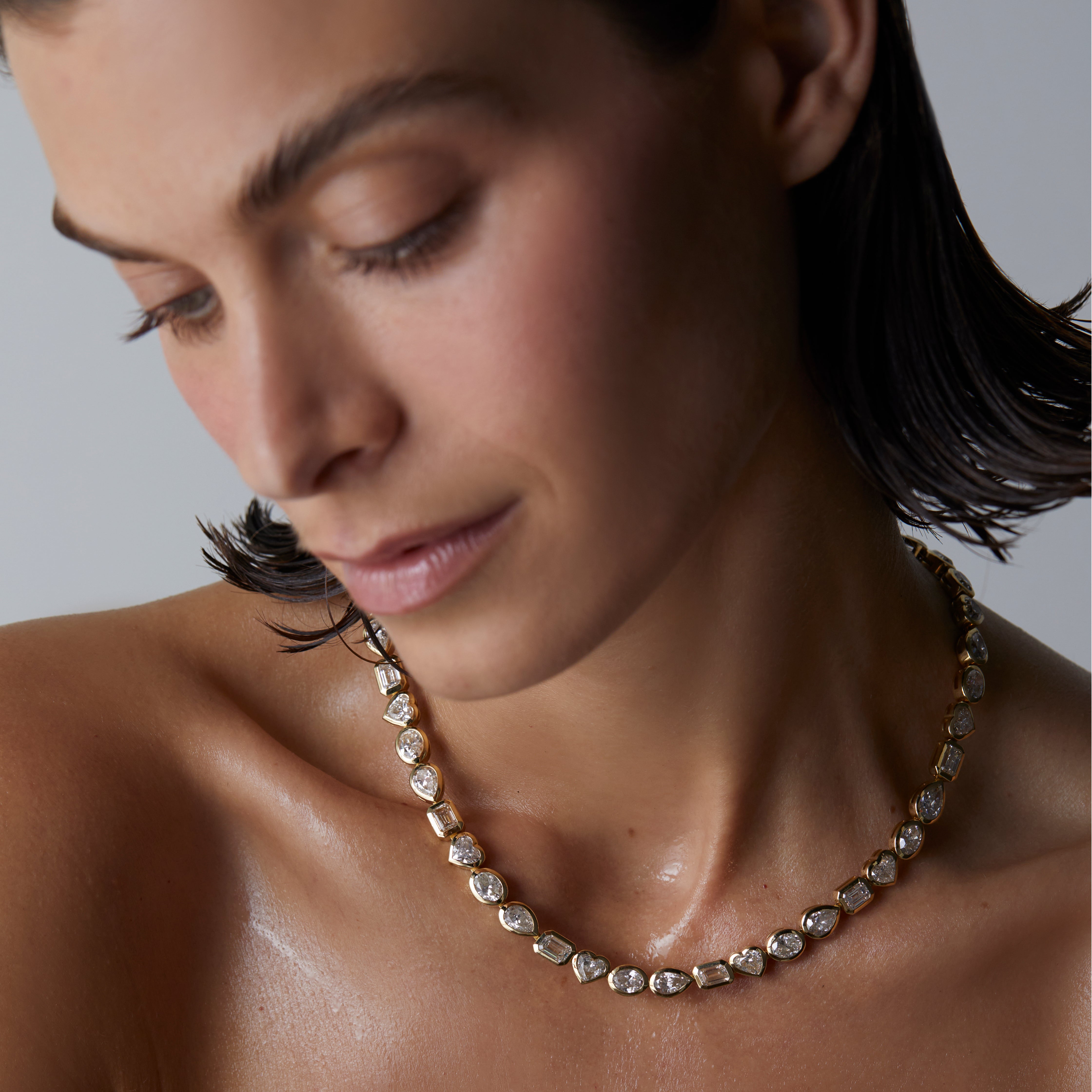 Signature Mixed Shape Bezel Tennis Necklace