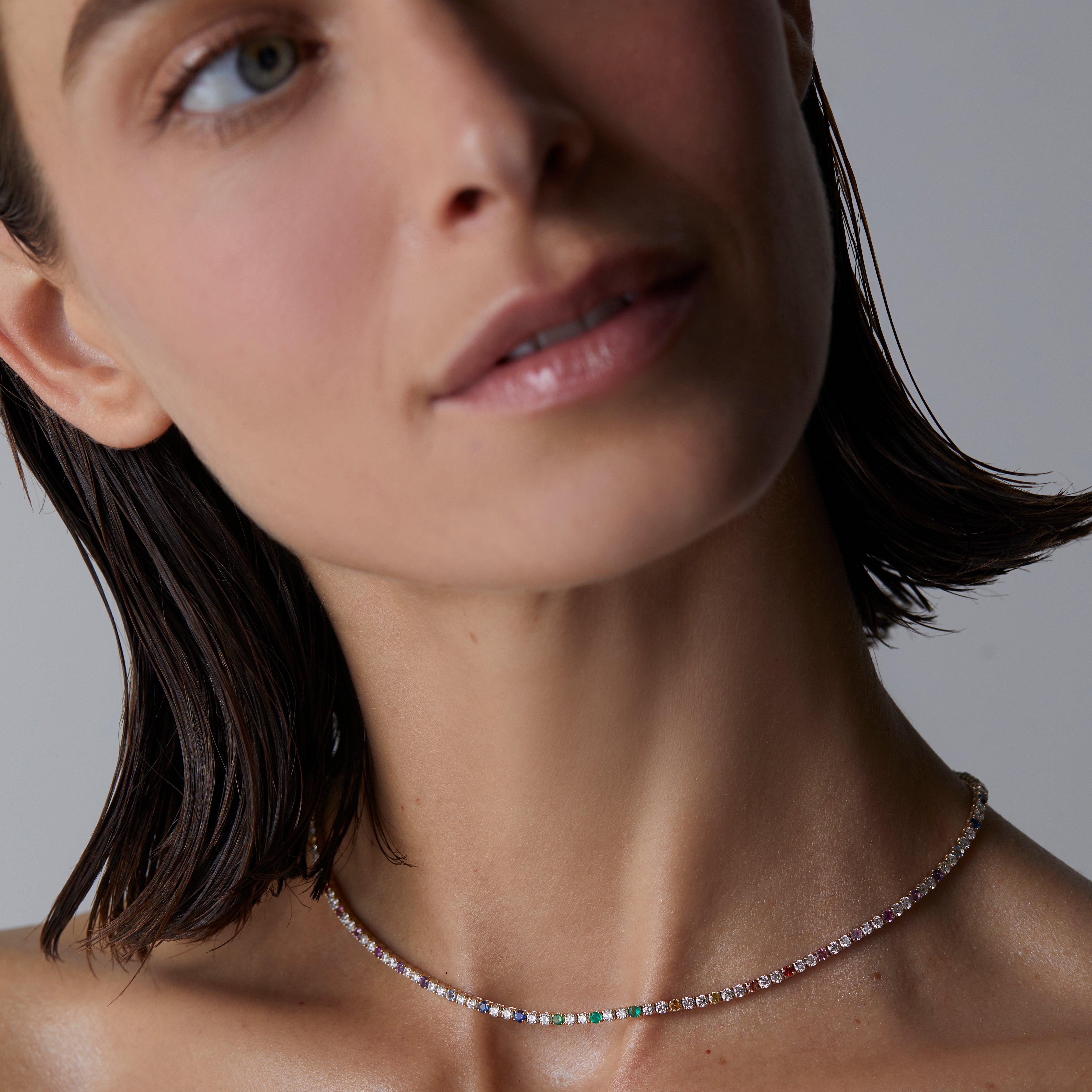 Grace Mini Rainbow Sapphire and Diamond Tennis Necklace