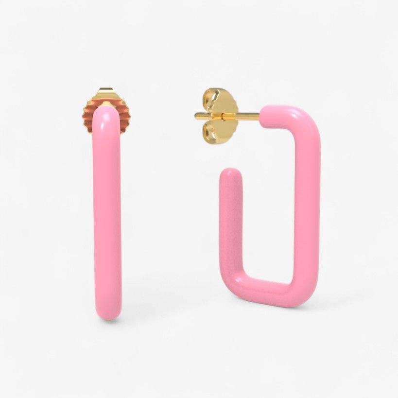 Vault Sale: Poppy Enamel Box Hoops Baby Pink