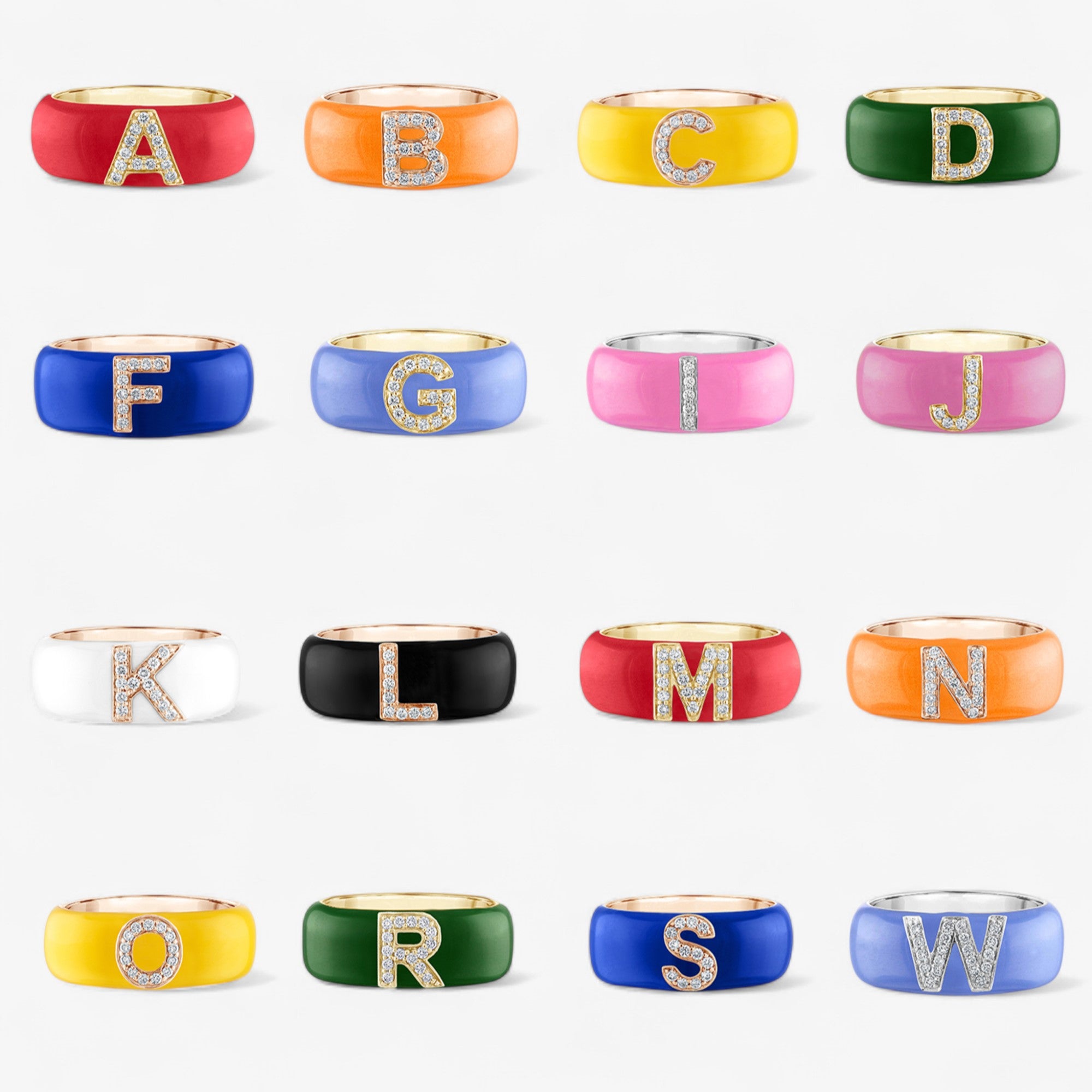 Poppy Enamel and Diamond Initial Cigar Band