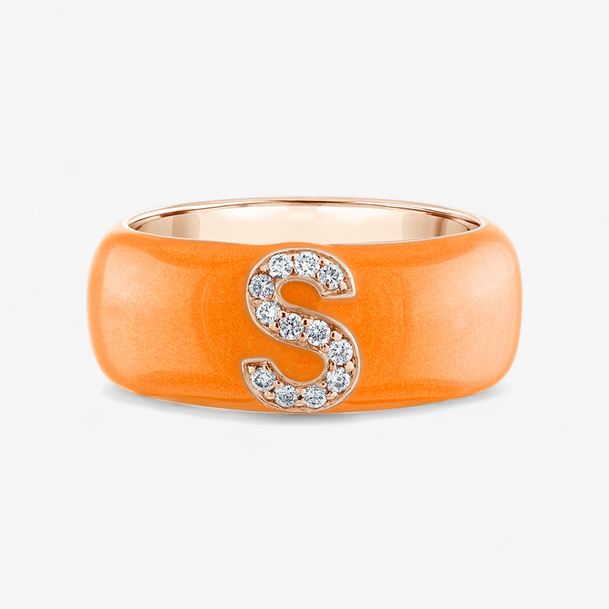 Poppy Enamel and Diamond Initial Cigar Band