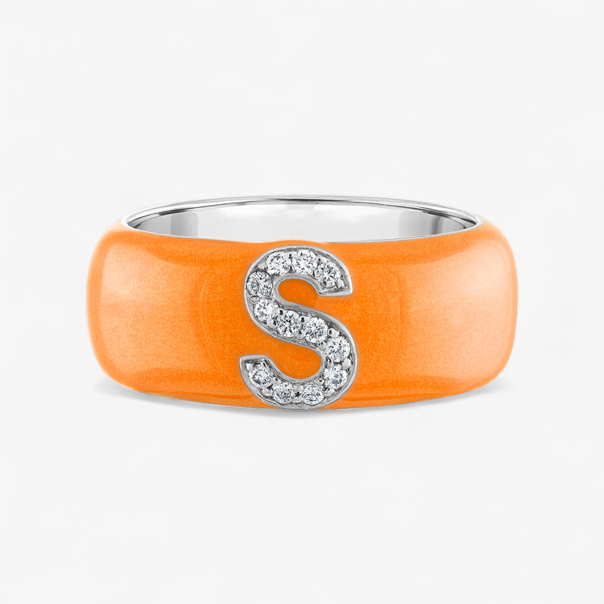 Poppy Enamel and Diamond Initial Cigar Band