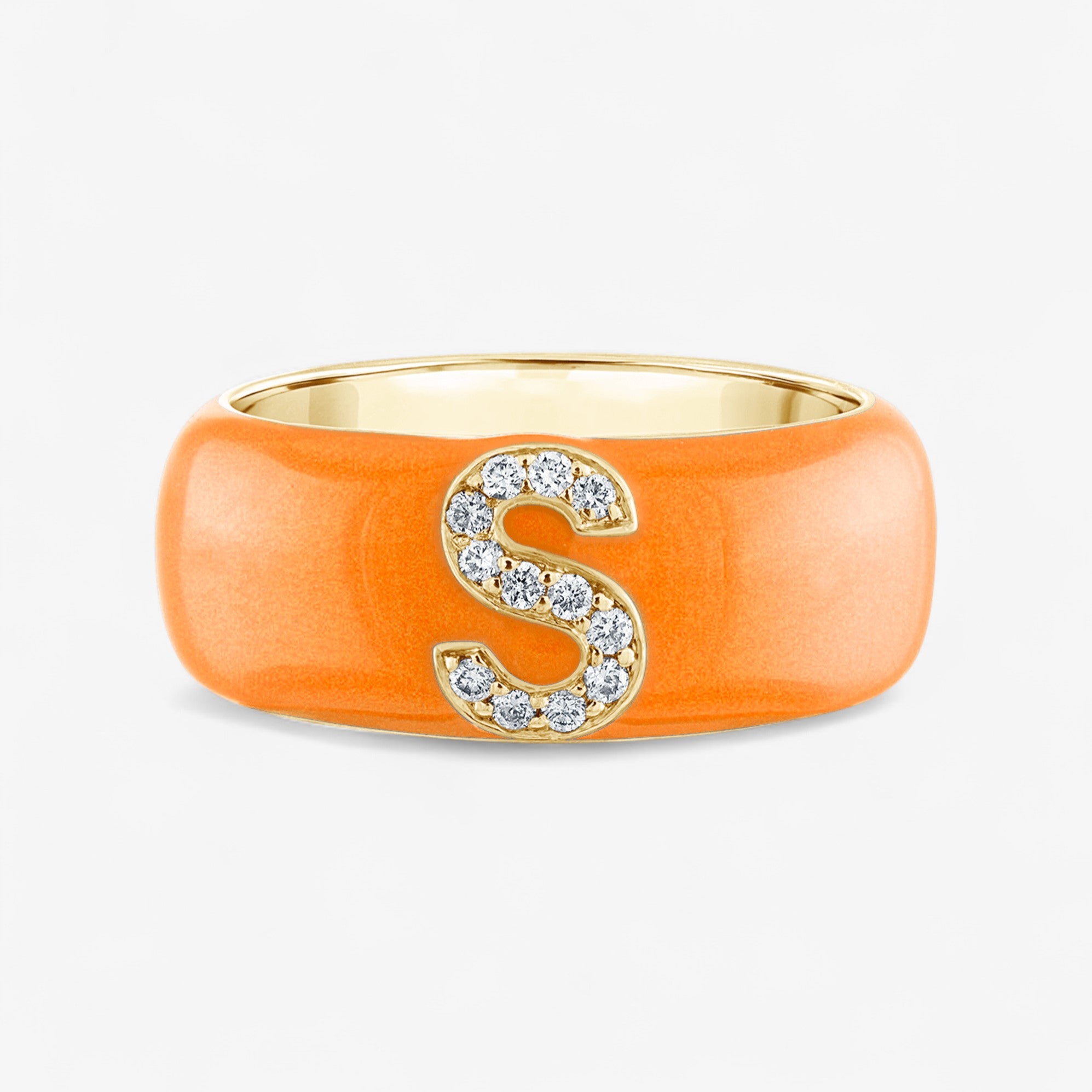 Poppy Enamel and Diamond Initial Cigar Band