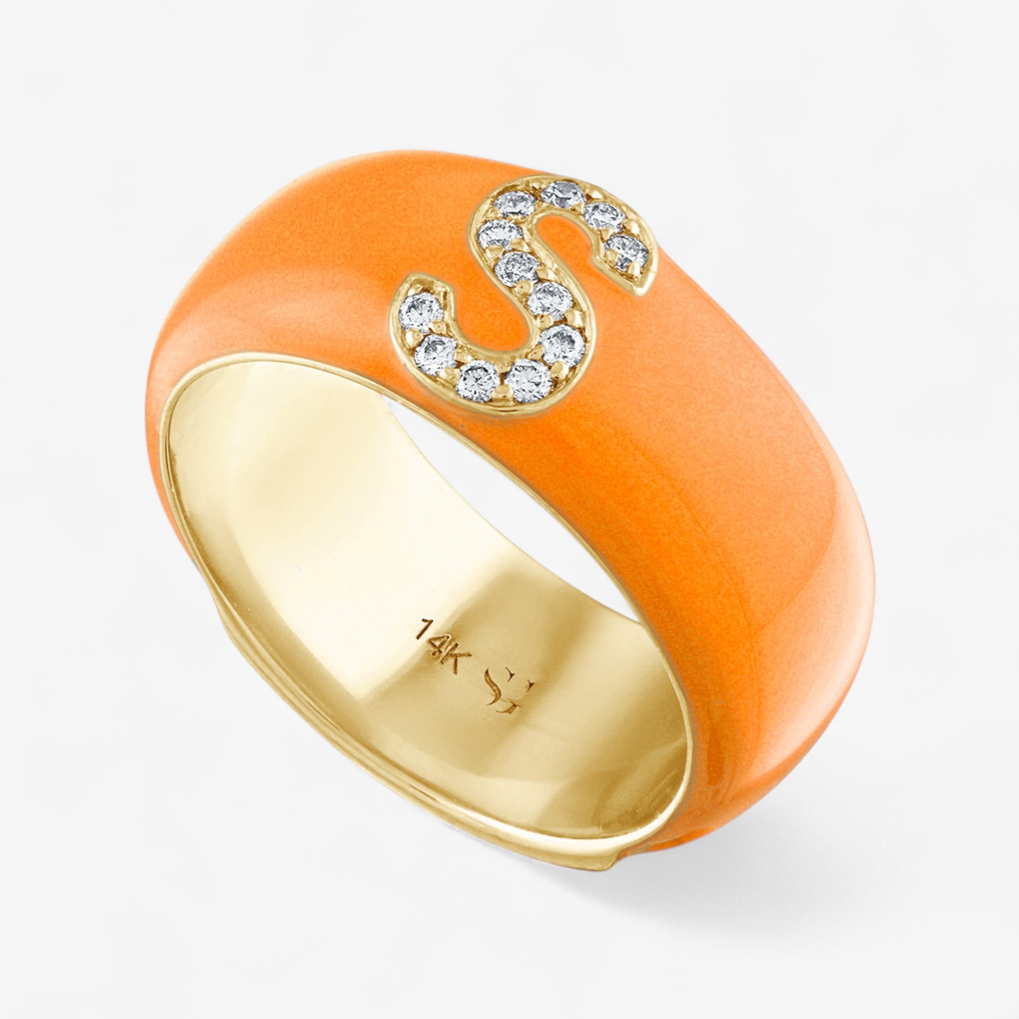 Poppy Enamel and Diamond Initial Cigar Band