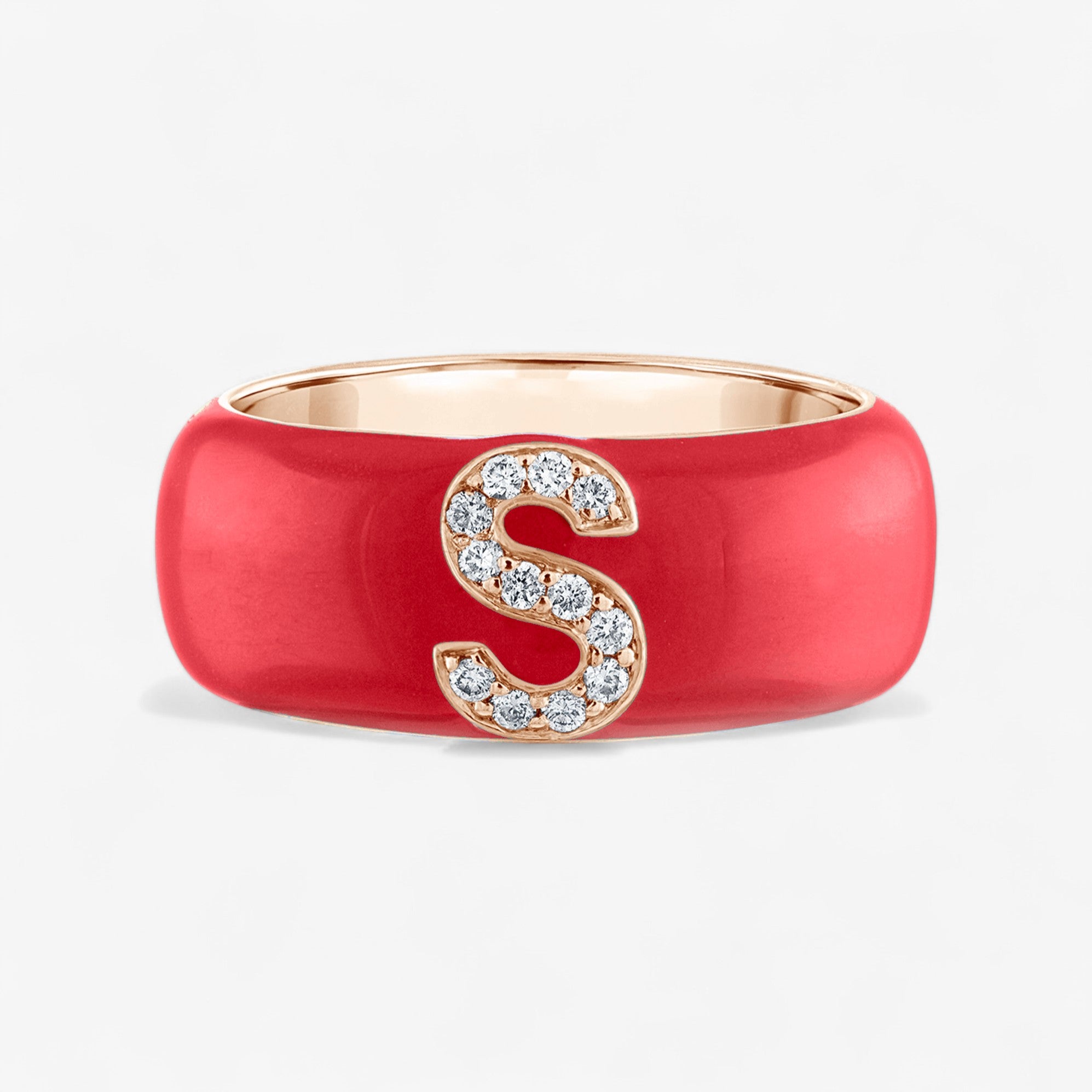 Poppy Enamel and Diamond Initial Cigar Band
