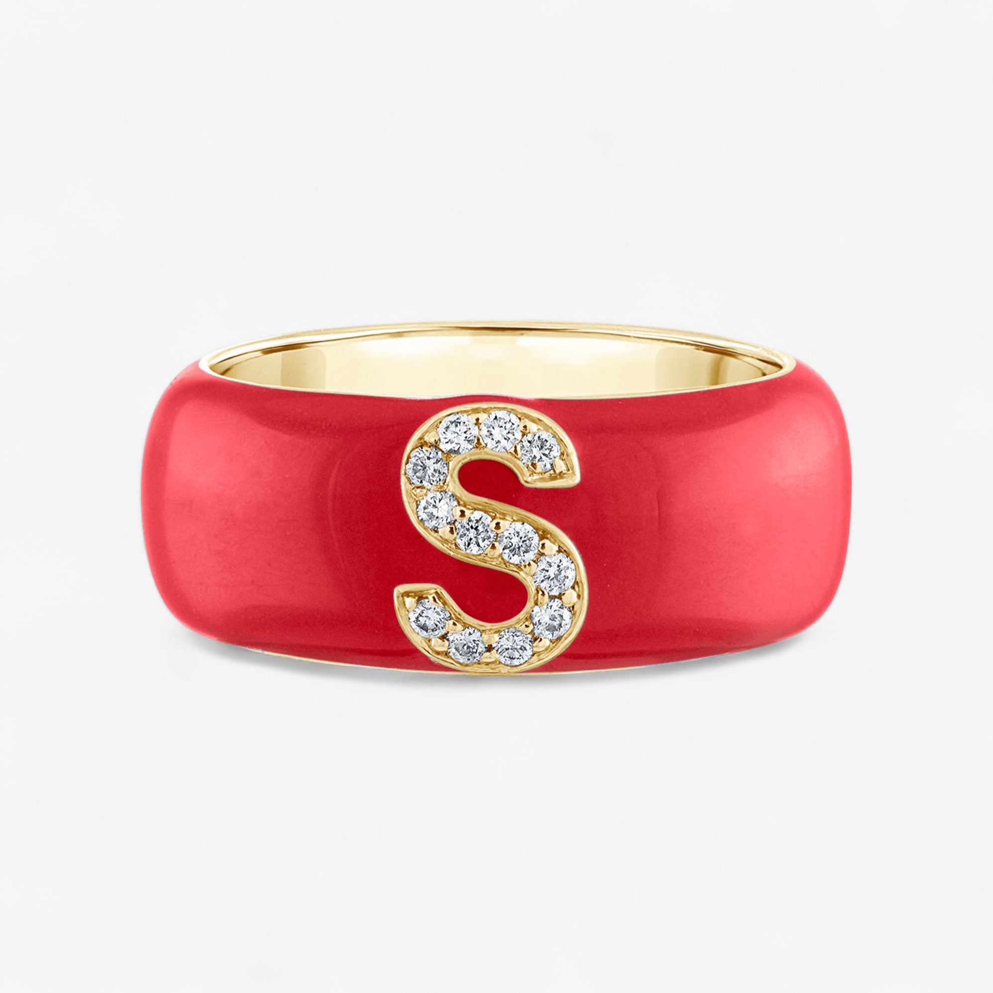Poppy Enamel and Diamond Initial Cigar Band