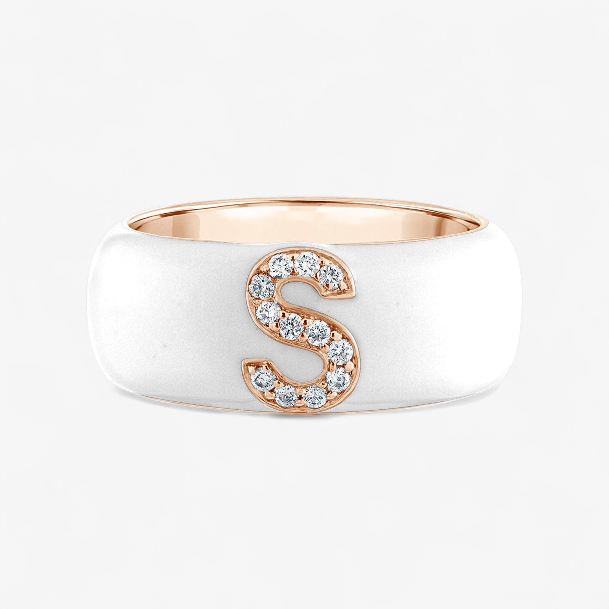 Poppy Enamel and Diamond Initial Cigar Band