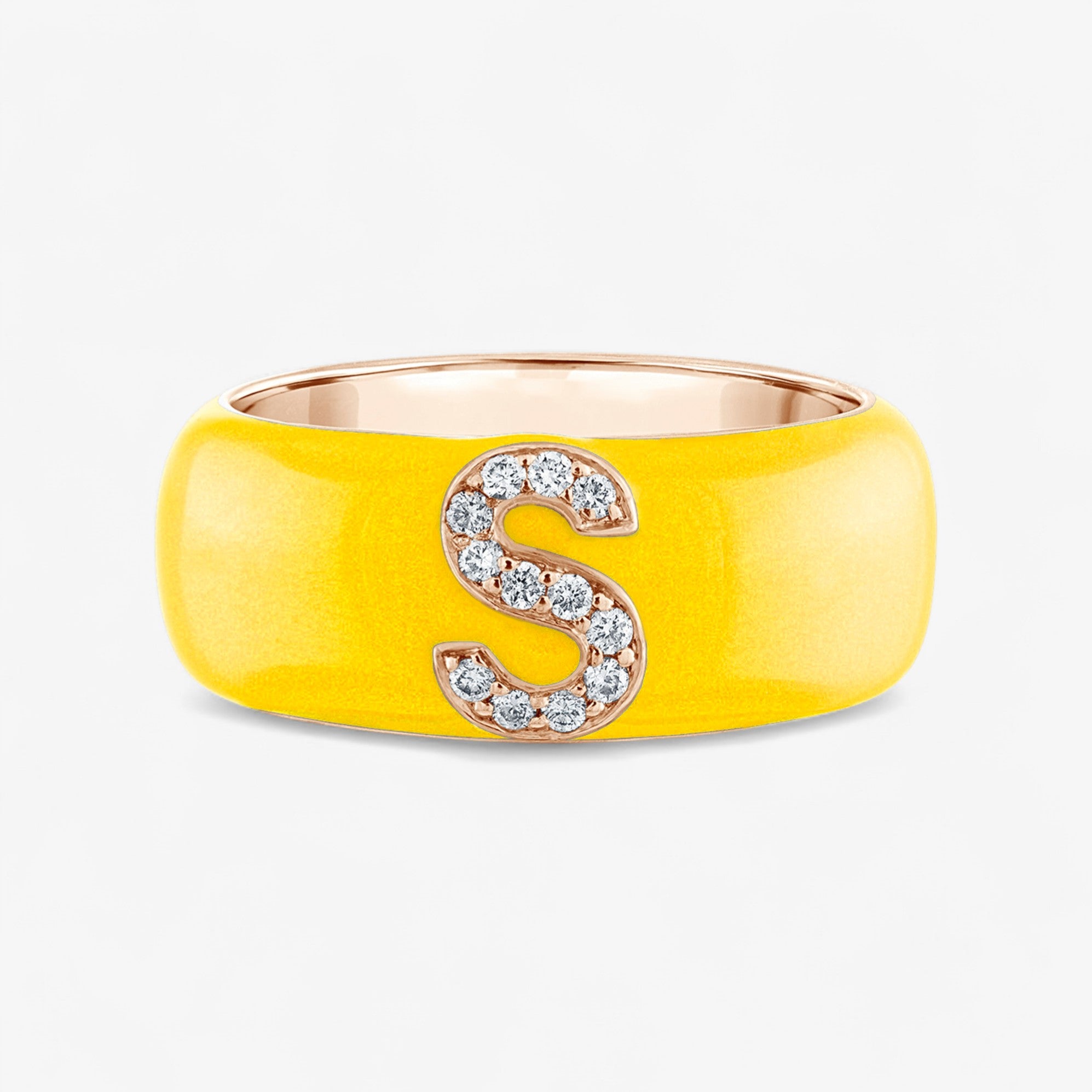 Poppy Enamel and Diamond Initial Cigar Band
