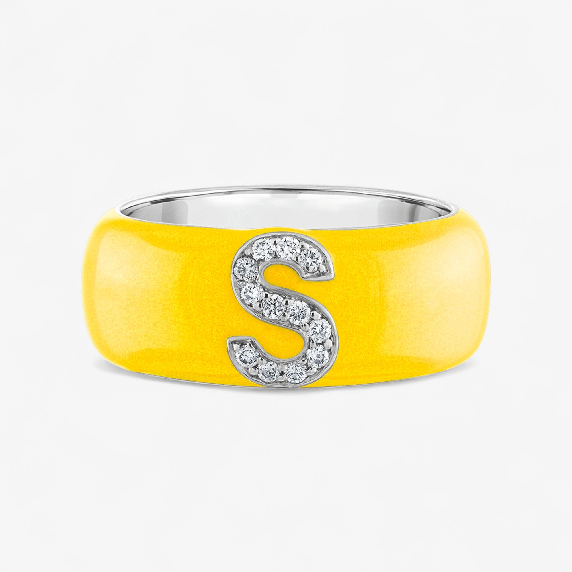 Poppy Enamel and Diamond Initial Cigar Band