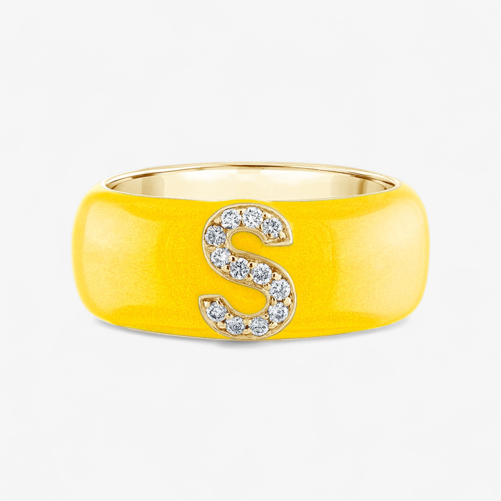 Poppy Enamel and Diamond Initial Cigar Band