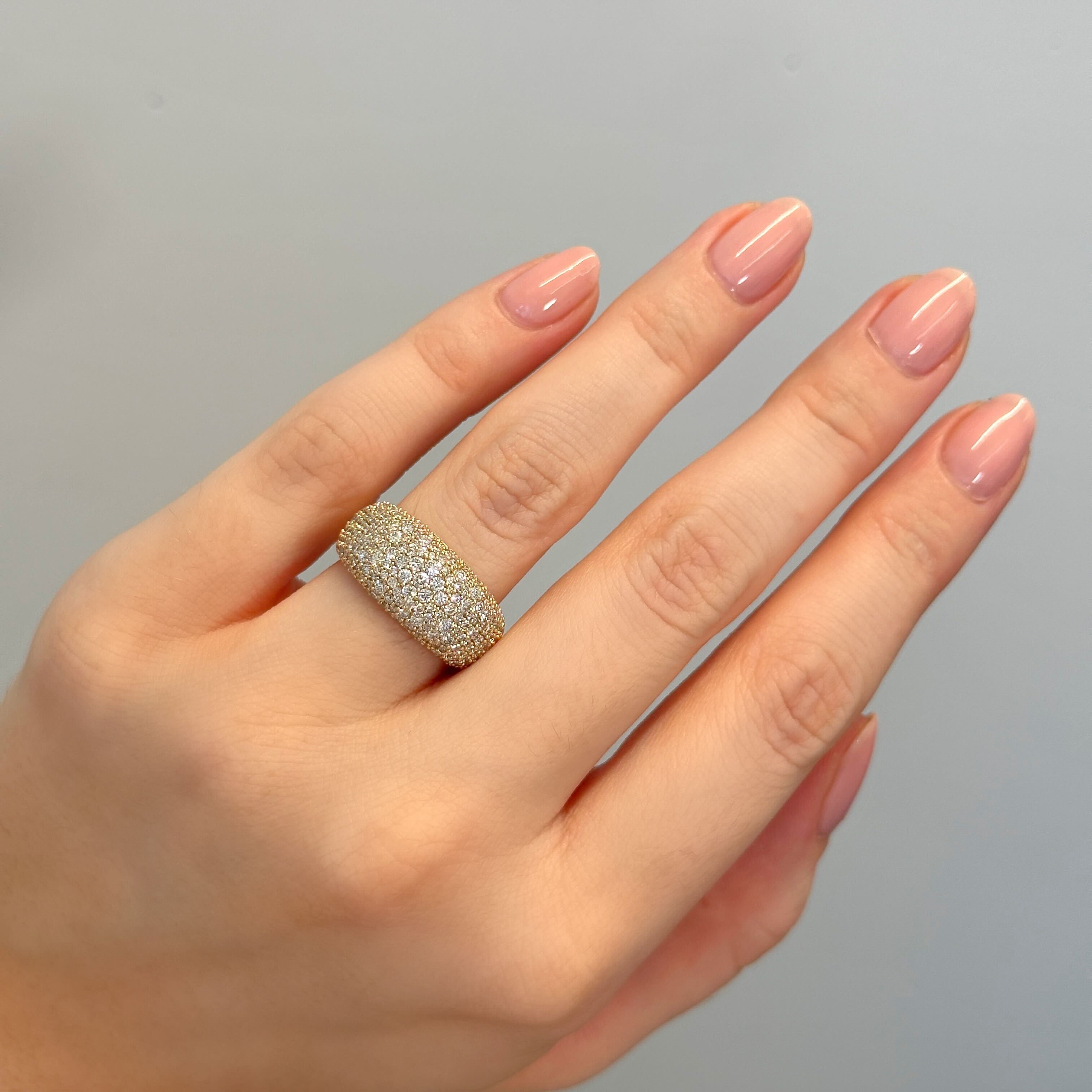 Madison Diamond Dome Cigar Ring Yellow Gold Size 6.5