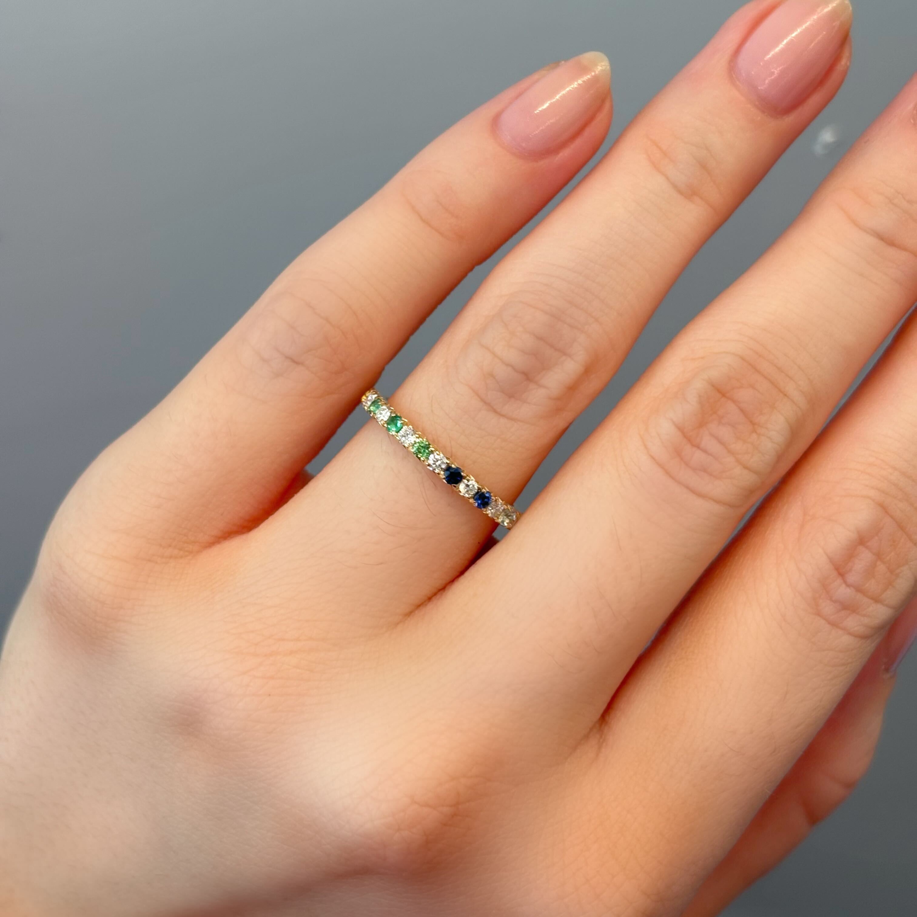 Grace Rainbow Sapphire and Diamond Stack Band