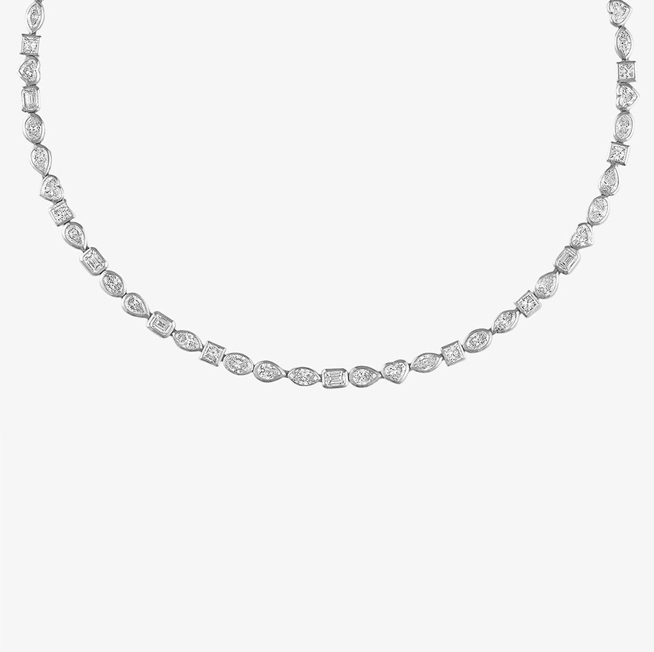 Margot Mixed Shape Bezel Tennis Necklace
