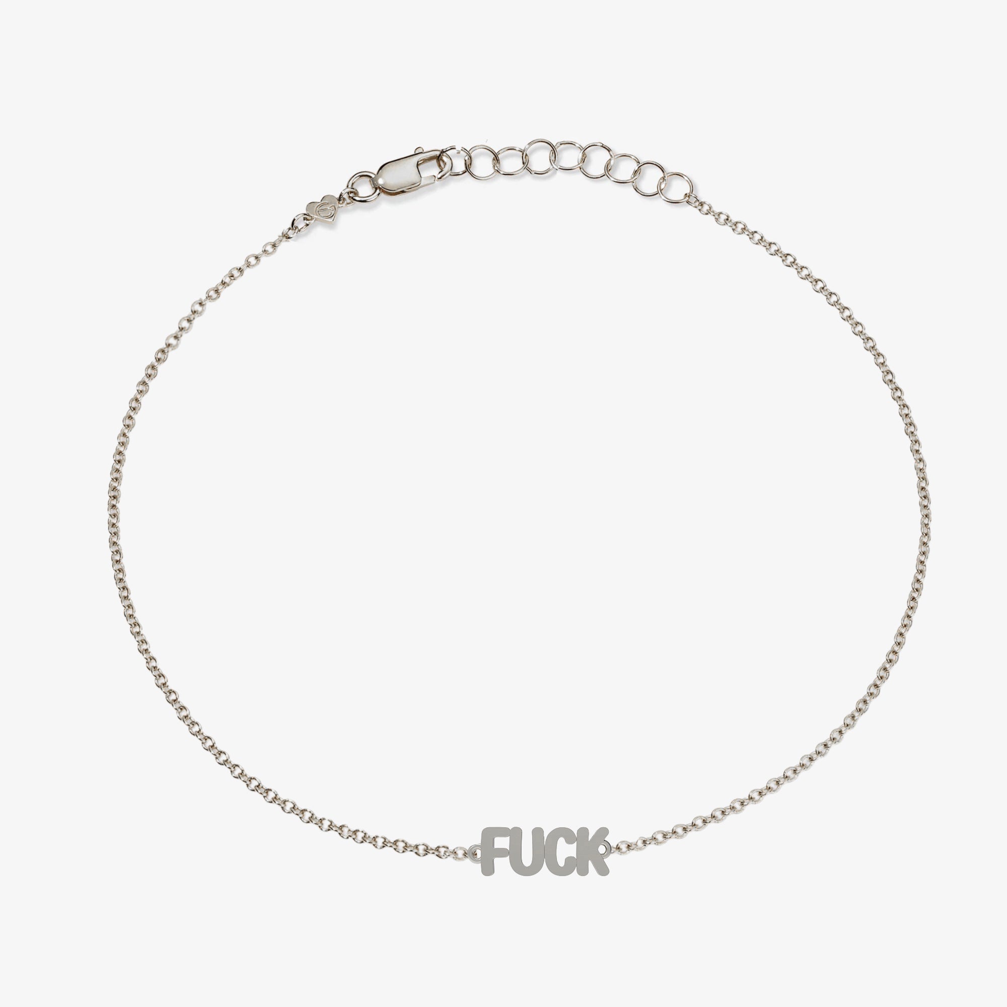 Bubble Talk Bracelet 14K White Gold FUCK