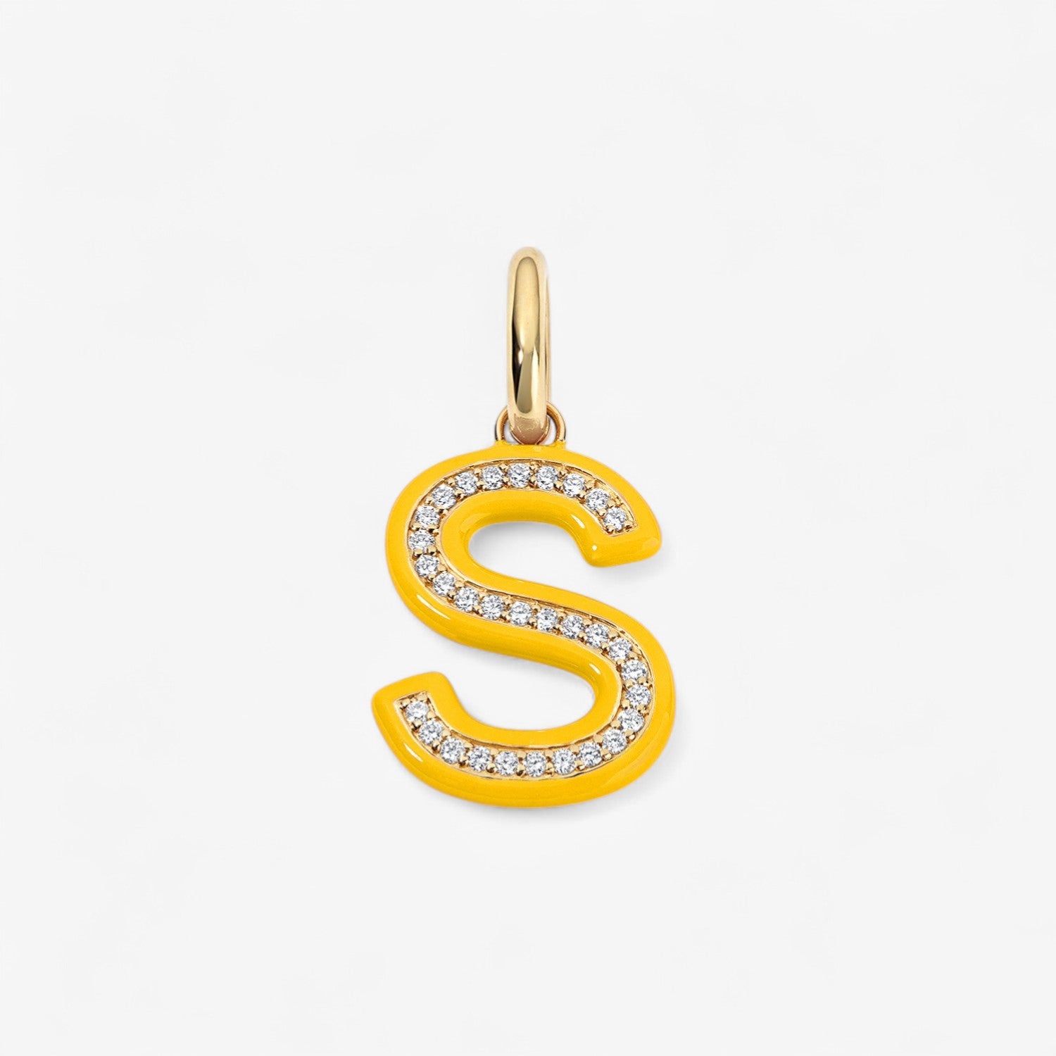 Poppy Enamel Pave Initial Charm