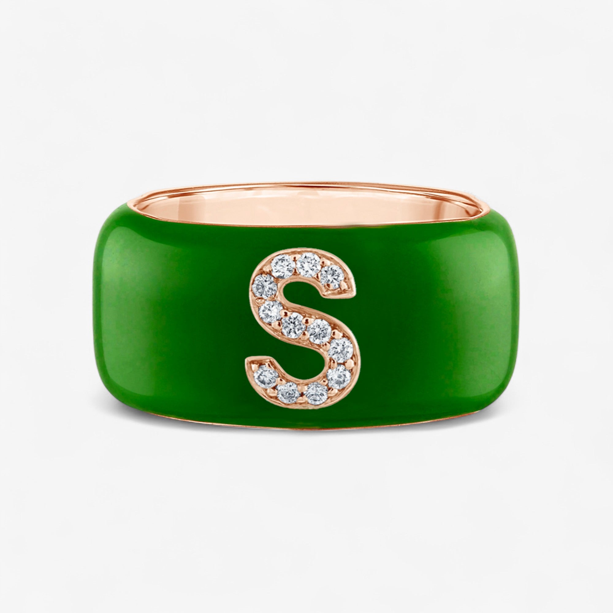 Poppy Enamel and Diamond Initial Cigar Band