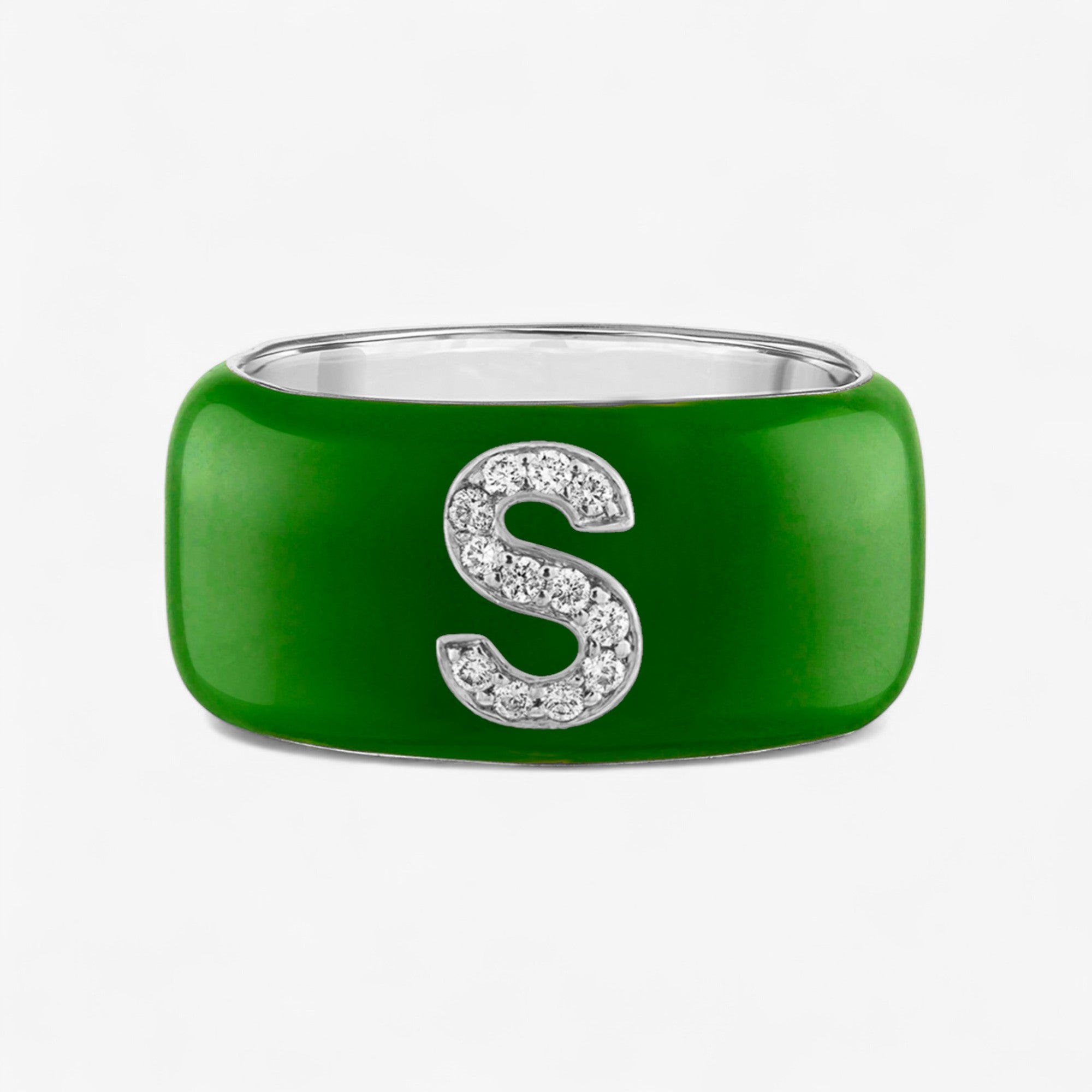 Poppy Enamel and Diamond Initial Cigar Band