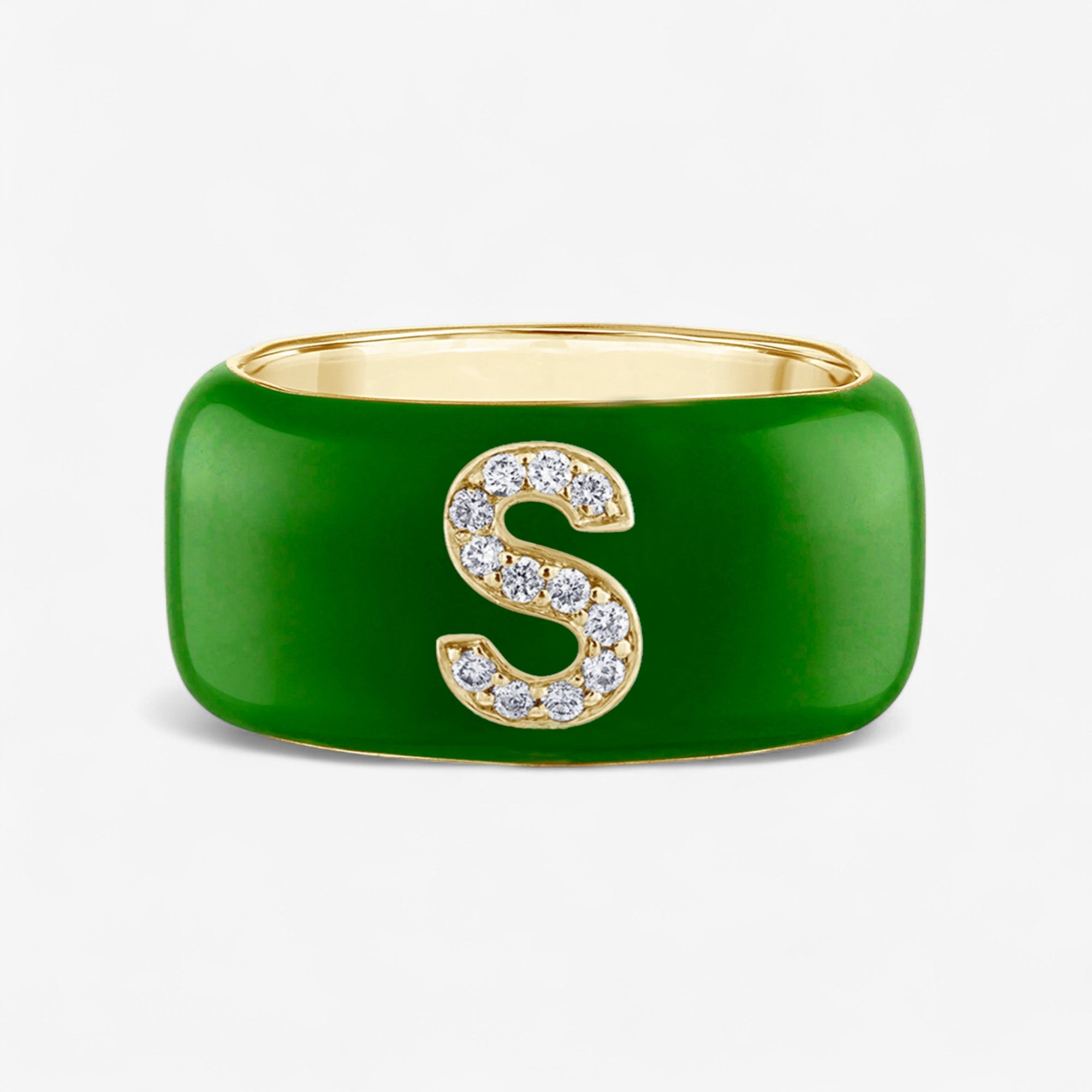 Poppy Enamel and Diamond Initial Cigar Band