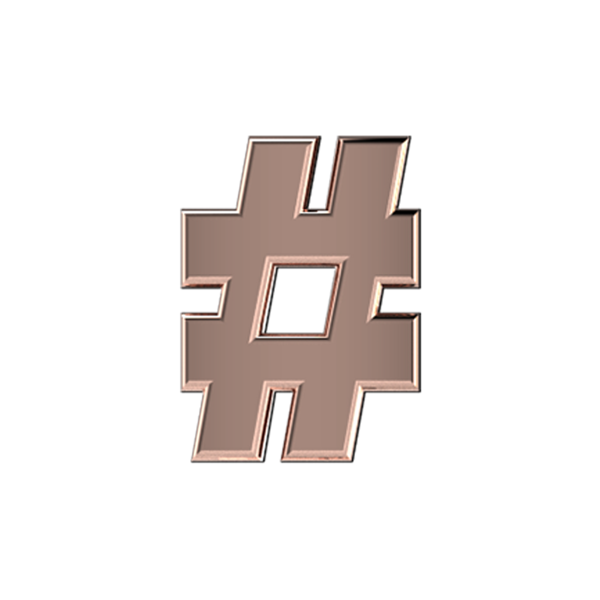 Slider Solid Hashtag Charm 18K Rose Gold