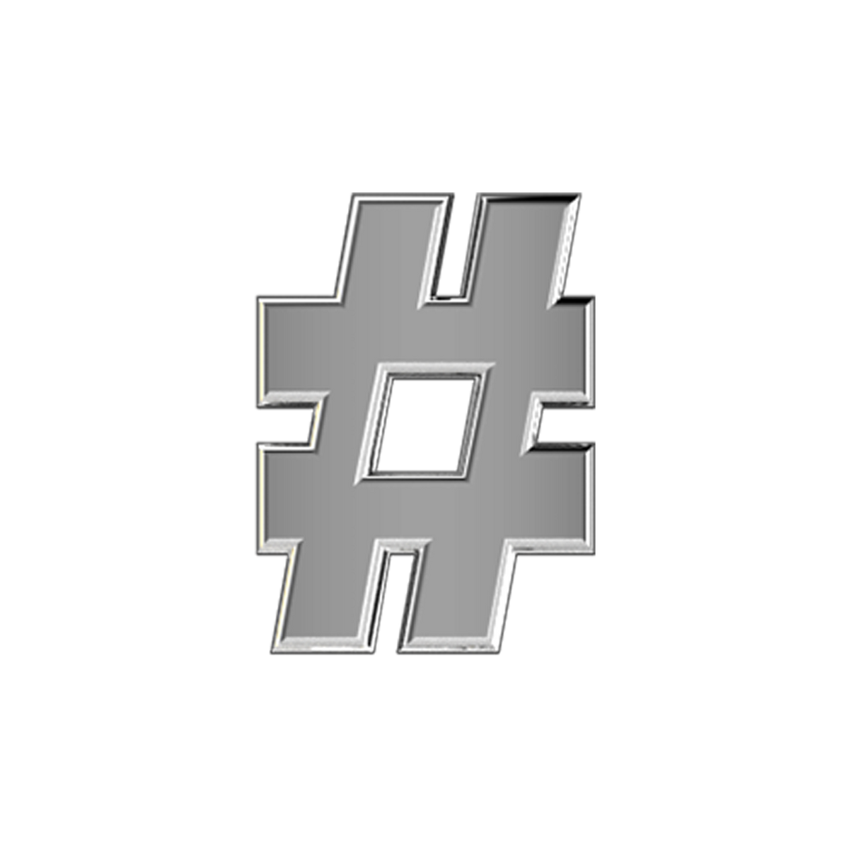 Slider Solid Hashtag Charm 18K White Gold