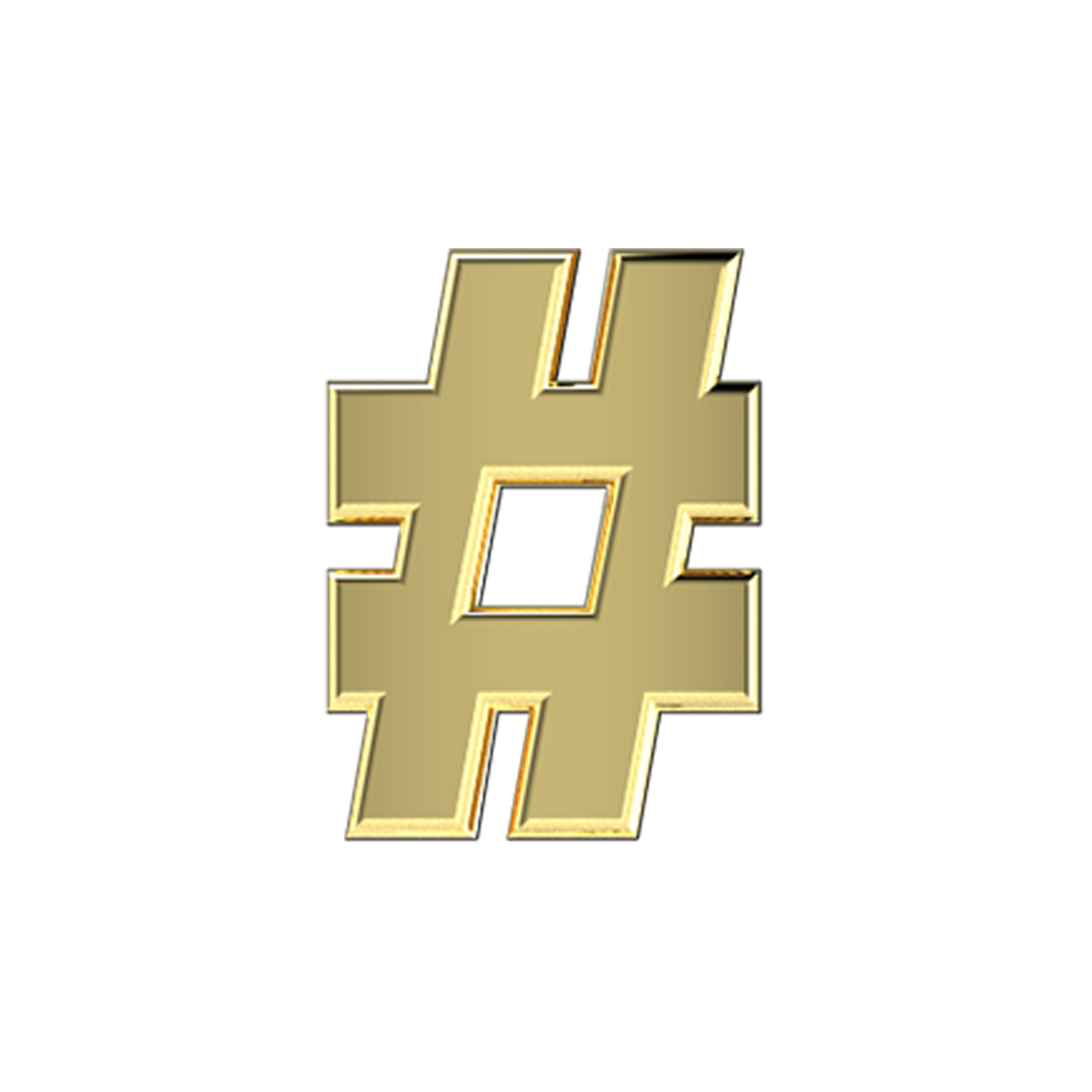 Slider Solid Hashtag Charm 18K Yellow Gold