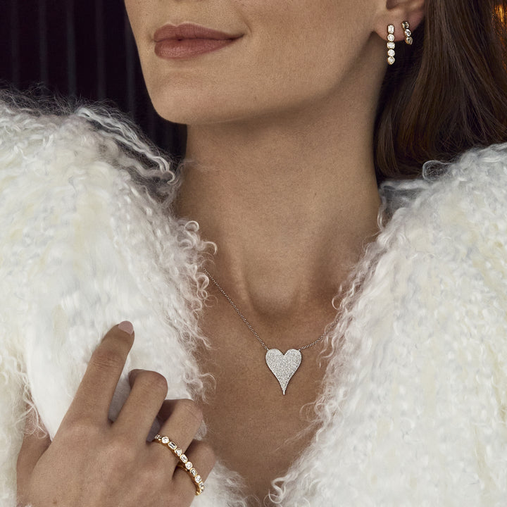 Medium Token Pave Heart Necklace