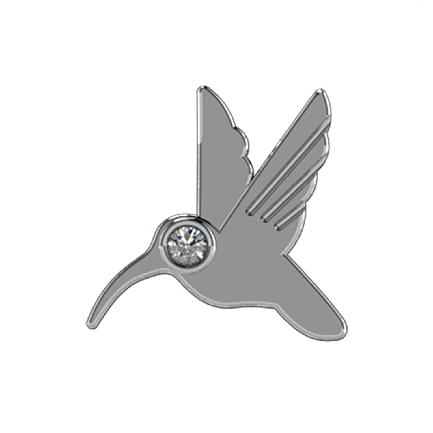 Hummingbird Slider Charm 18K White Gold