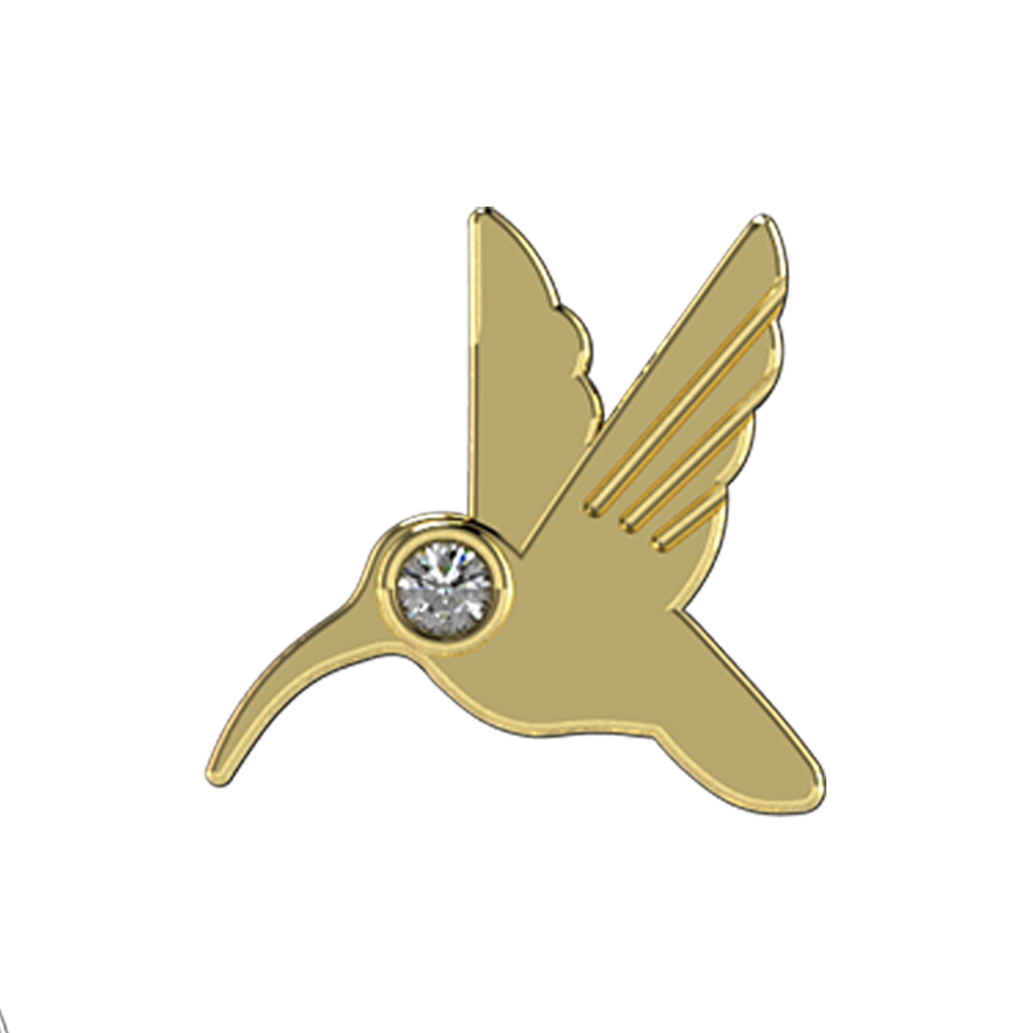 Hummingbird Slider Charm 18K Yellow Gold